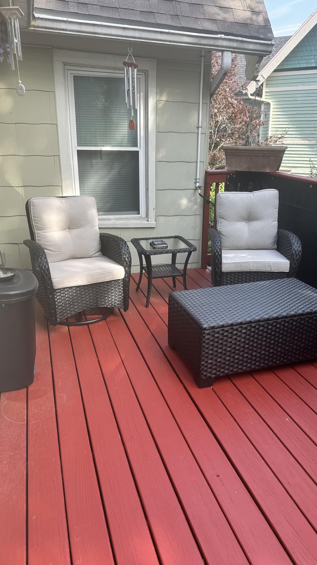 Belord Patio Wicker Chairs Swivel Rocker - Outdoor Swivel Rocking Chairs Set of 2 with Rattan Side Table, Patio Swivel Glider Chair 3 Piece Patio Furniture Sets for Patio Porch Pool Brown/Grey customer photo 1