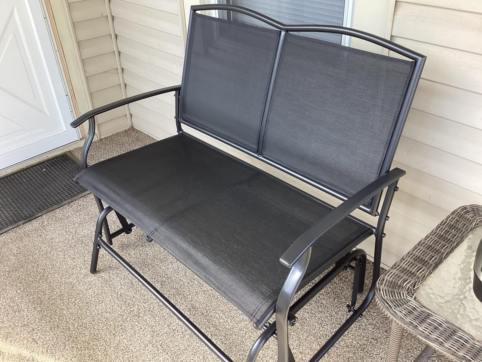 Shintenchi 3 Piece Outdoor Rocking Bistro Set, Textilene Fabric Small Patio Furniture Set, Front Porch Rocker Chairs Conversation Set with Table for Lawn, Garden, Balcony, Poolside (Black) customer photo 1