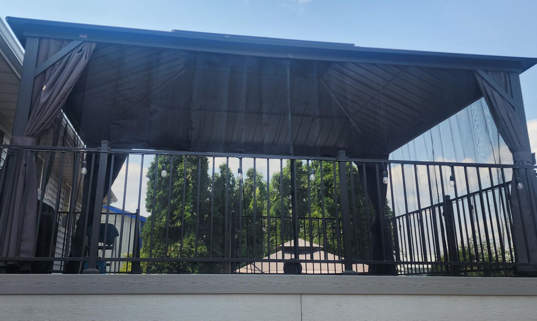 PURPLE LEAF Patio Aluminum Hardtop Gazebo 12' x 14' Privacy Curtain, Grey customer photo 1
