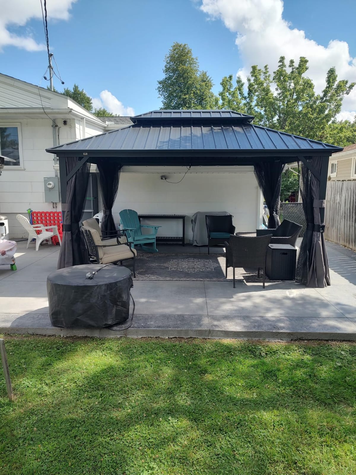 PURPLE LEAF Patio Aluminum Hardtop Gazebo 12' x 14' Privacy Curtain, Grey customer photo 2