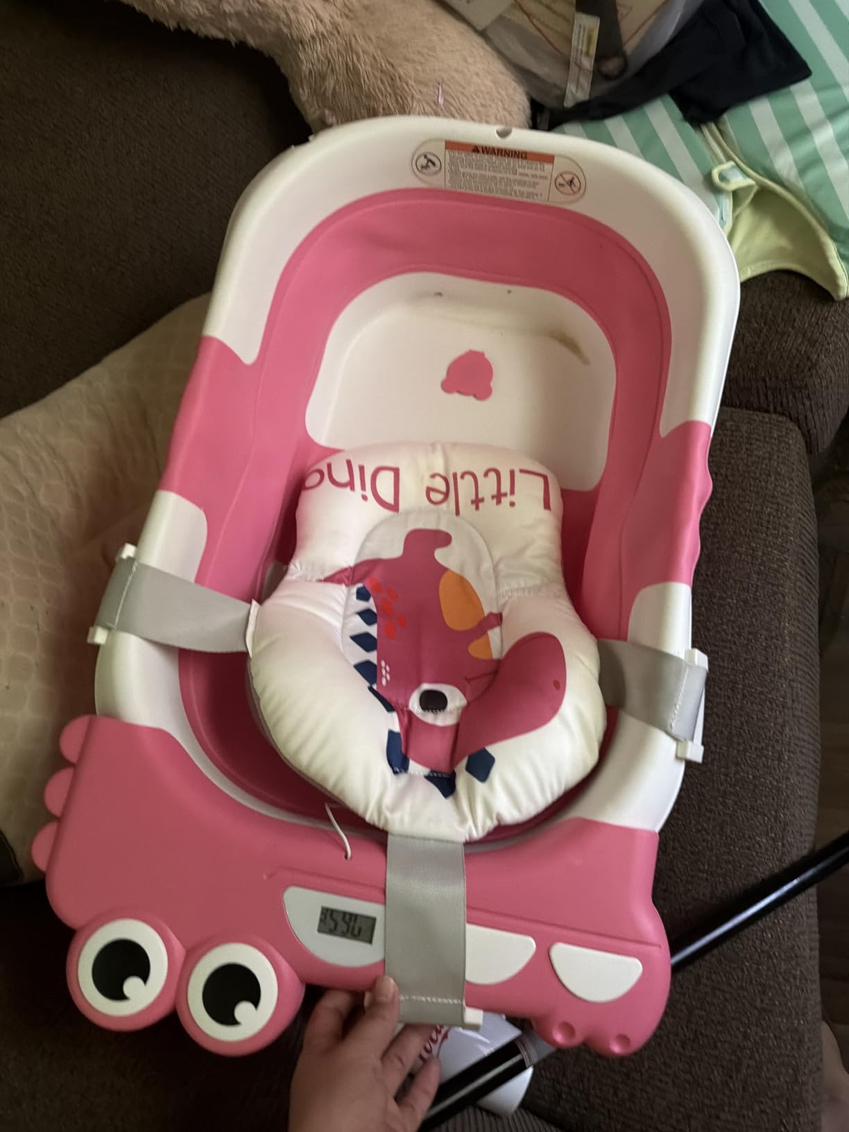 Collapsible Baby Bathtub for Newborn, Foldable Baby Bath Tub with Thermometer & Soft Floating Cushion & Drain Hole, Portable Travel Infant Bath Tubs for Newborns to Toddler 0-36 Months Girl, Pink customer photo 1