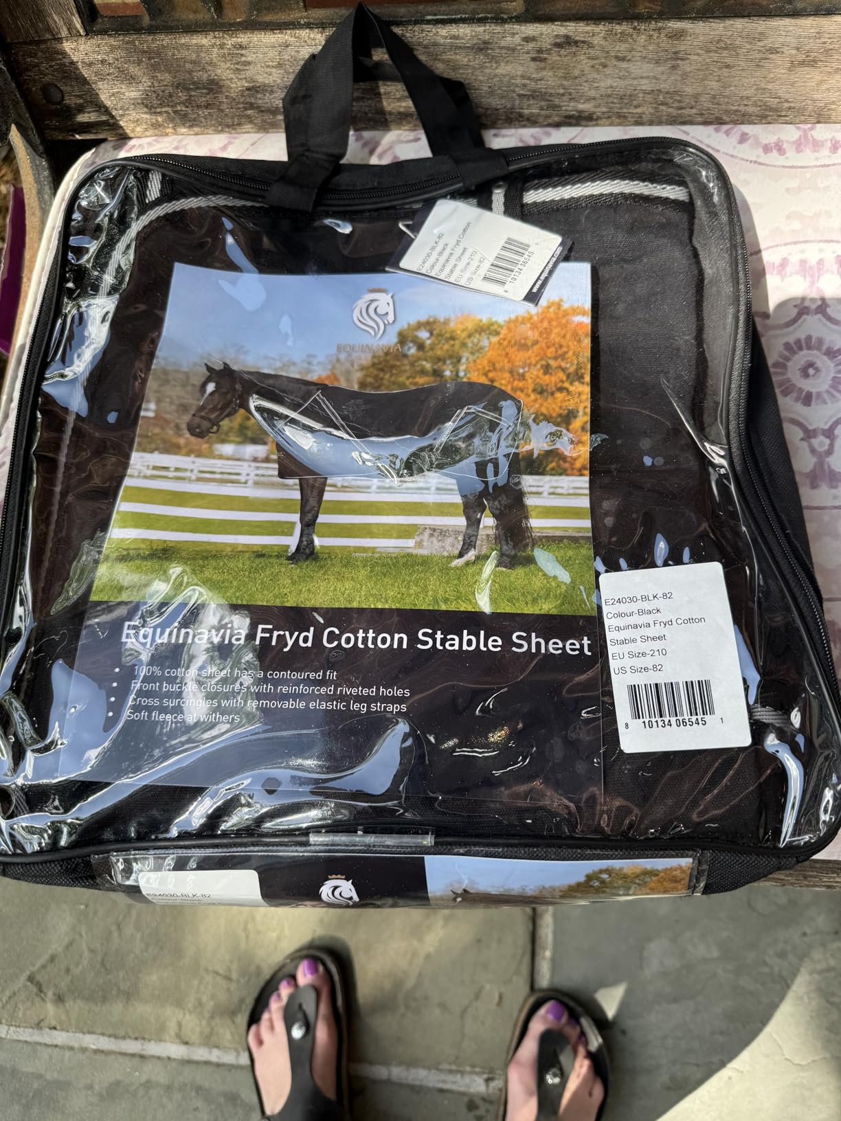 Equinavia Fryd 100% Cotton Stable Blanket for Horses | No Fill - Black - 82 in customer photo 1