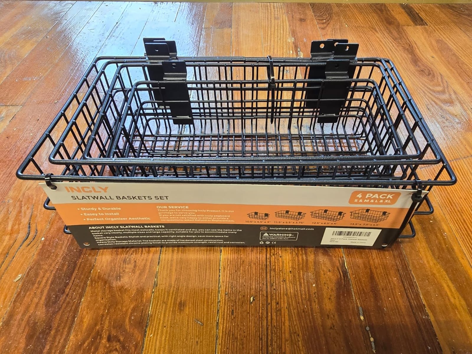 INCLY 4 Pack Black Metal Slatwall Baskets Set, Mounted Slatwall Accessories customer photo 2