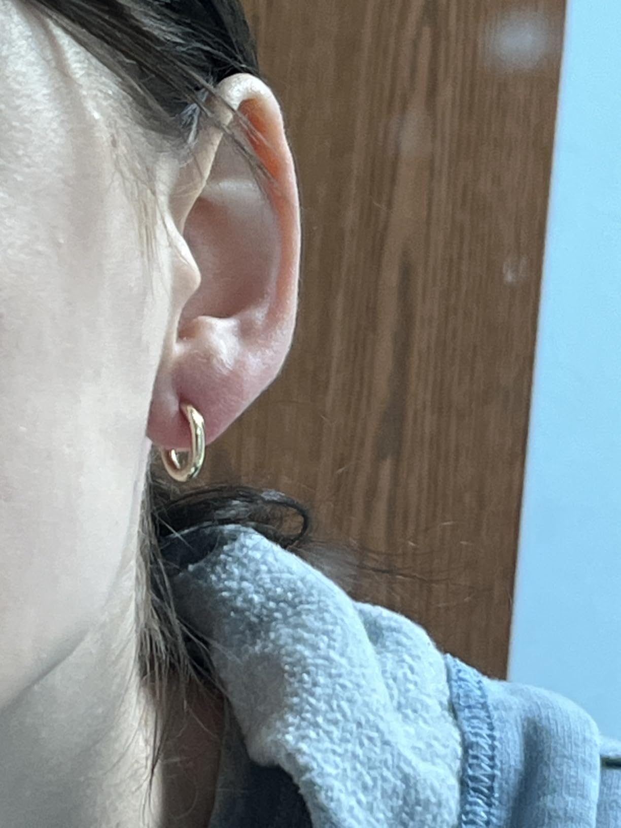 Inerney 14K Gold Plated Huggie Hoop Earrings for Women, Small Sterling Silver Earring Set Hypoallergenic Cartilage Helix Stacks, Mini Dainty Cute Trendy Birthstone Jewelry Gift for Multiple Piercings customer photo 1