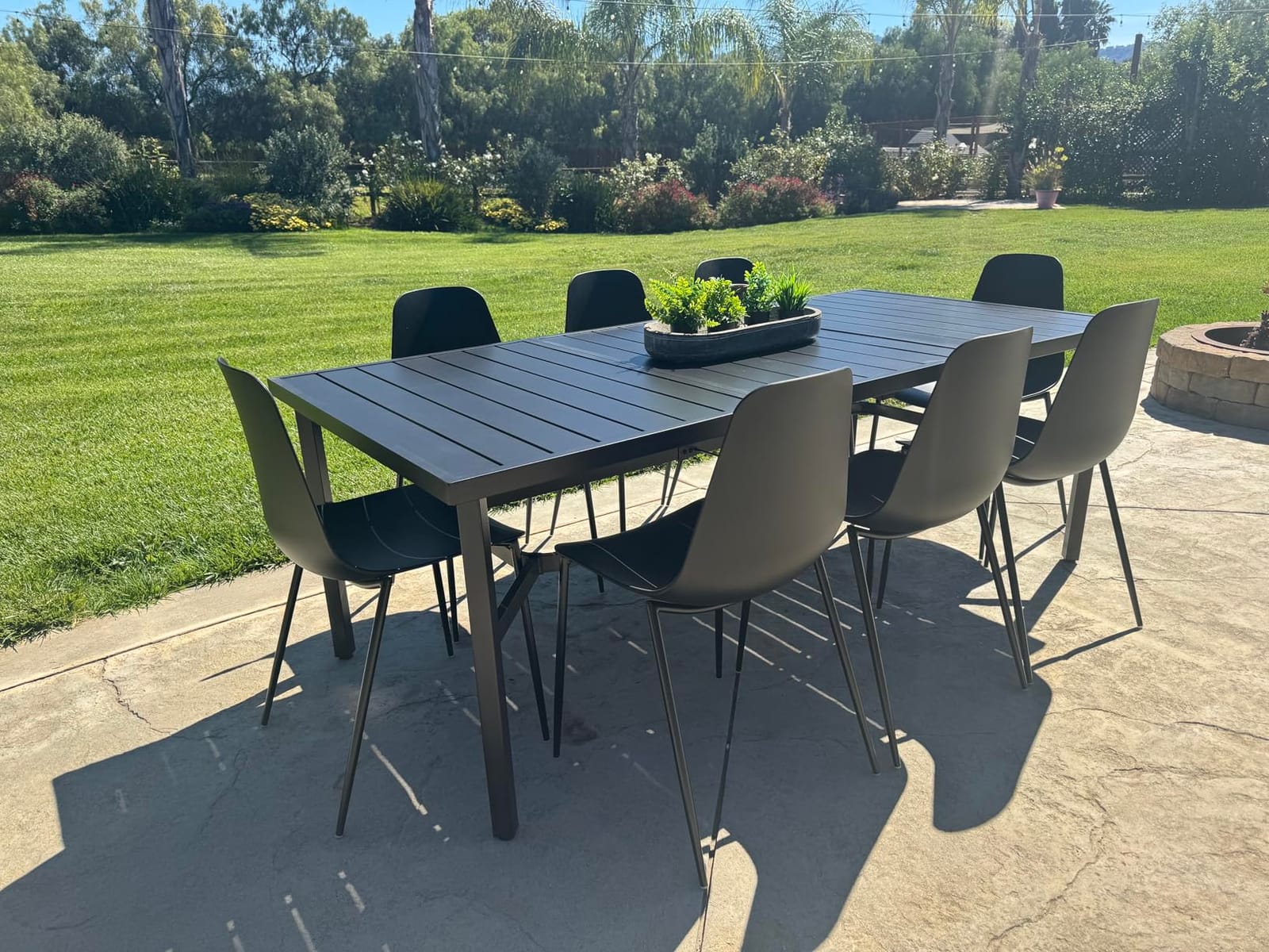 MIXPATIO Outdoor Dining Table for 8, Black Metal Table w/Umbrella Hole customer photo 1