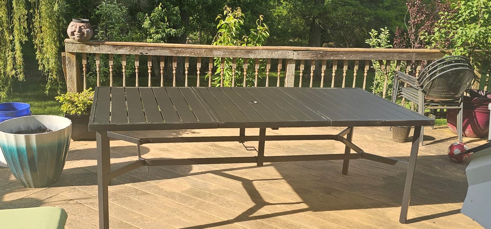 MIXPATIO Outdoor Dining Table for 8, Black Metal Table w/Umbrella Hole customer photo 2