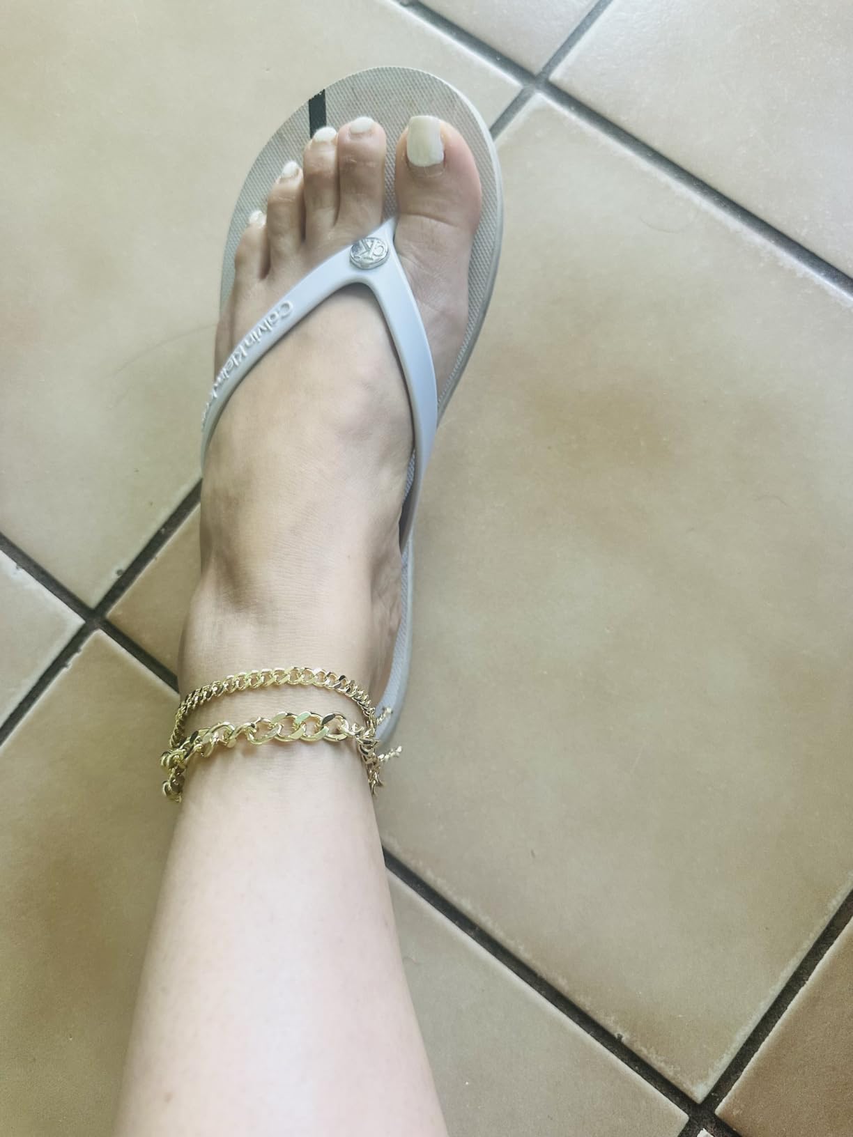 Ankle Bracelets for Women Waterproof 14K Gold/Silver Plated Chain Anklets customer photo 1