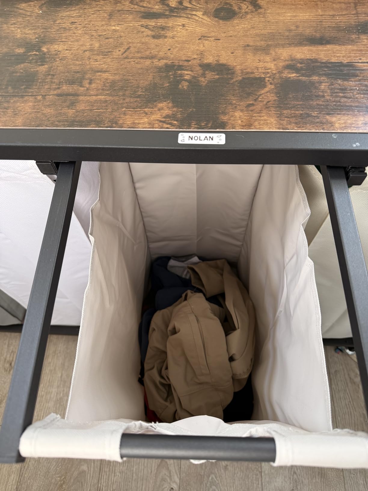 Herture Laundry Hamper with Shelf, Laundry Basket 4 Section, Laundry Sorter with Pull-Out Removable Large 4 Color Bags and Movable Wheels, Metal Frame, 4 x 15.87 Gallons (60L), Rustic Brown PF07XLN customer photo 2