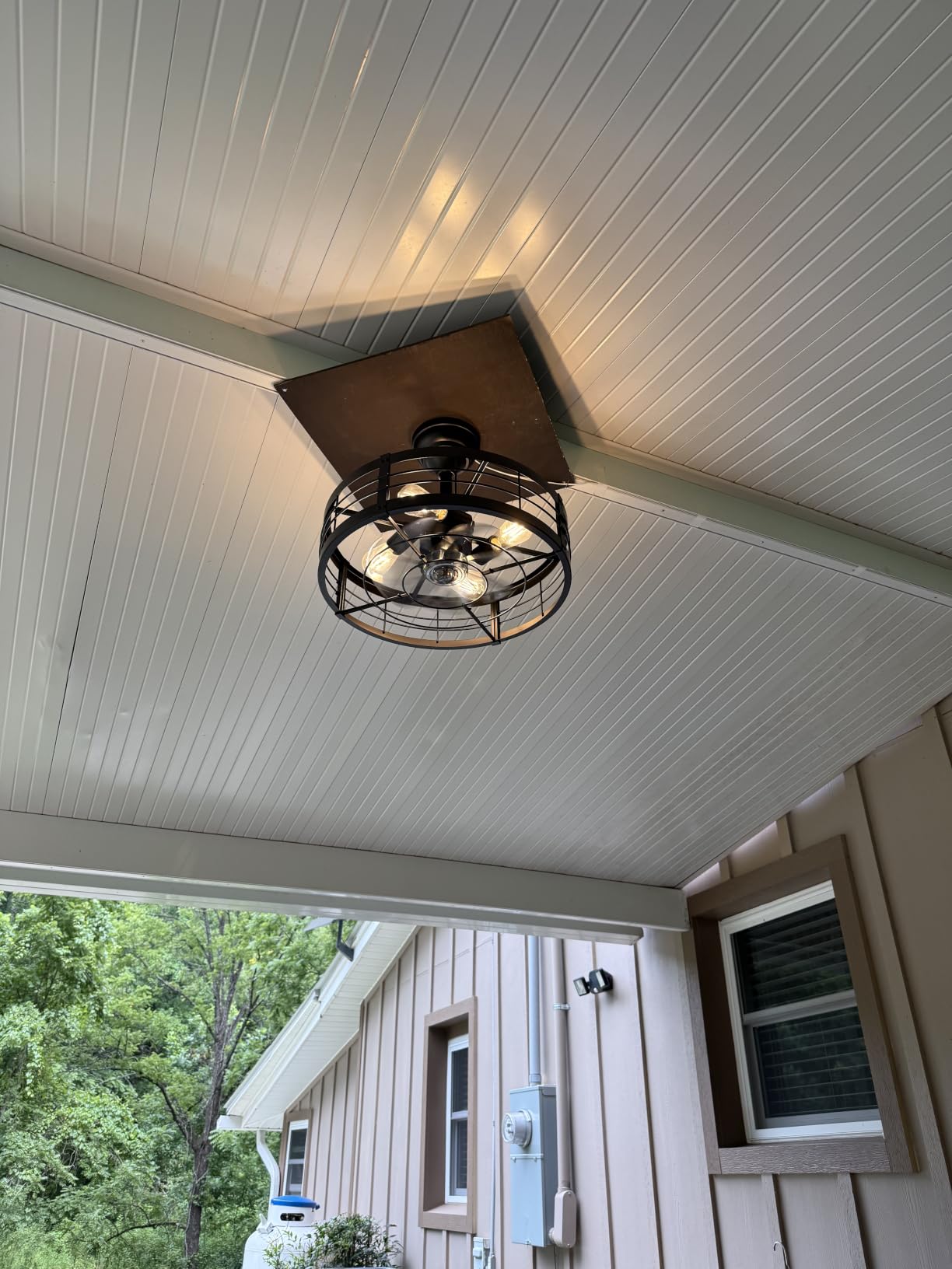 LEDIARY 20 inch Fandelier Caged Ceiling Fan with Light and Remote, Black customer photo 2
