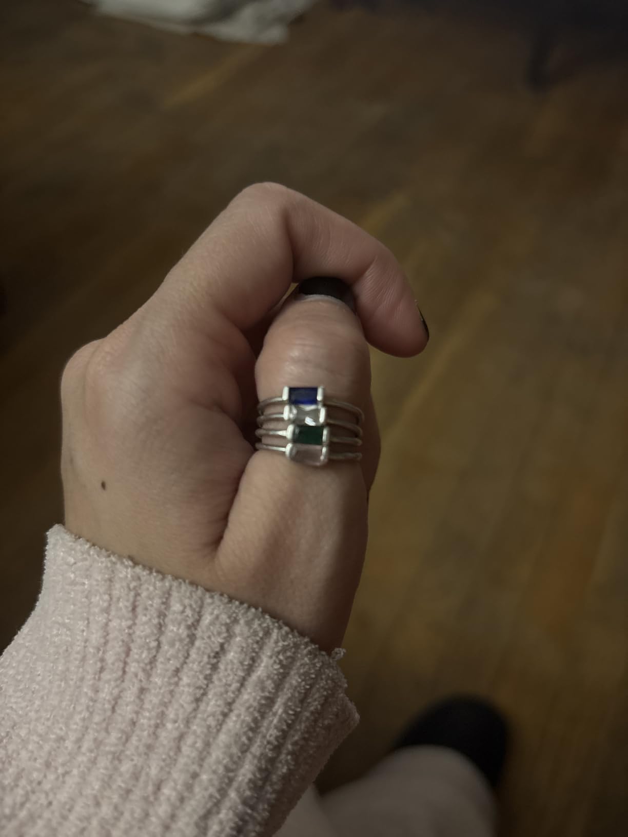 Helonley Birthstone Stack Rings for Women: 925 Sterling Silver Stacked Ring customer photo 1