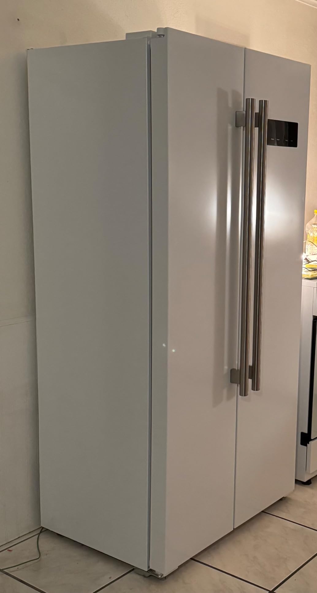 Forno Salerno 33-inch Freestanding Side-by-Side White Refrigerator, 15.6 cu.ft. with Antique Brass Handles customer photo 2