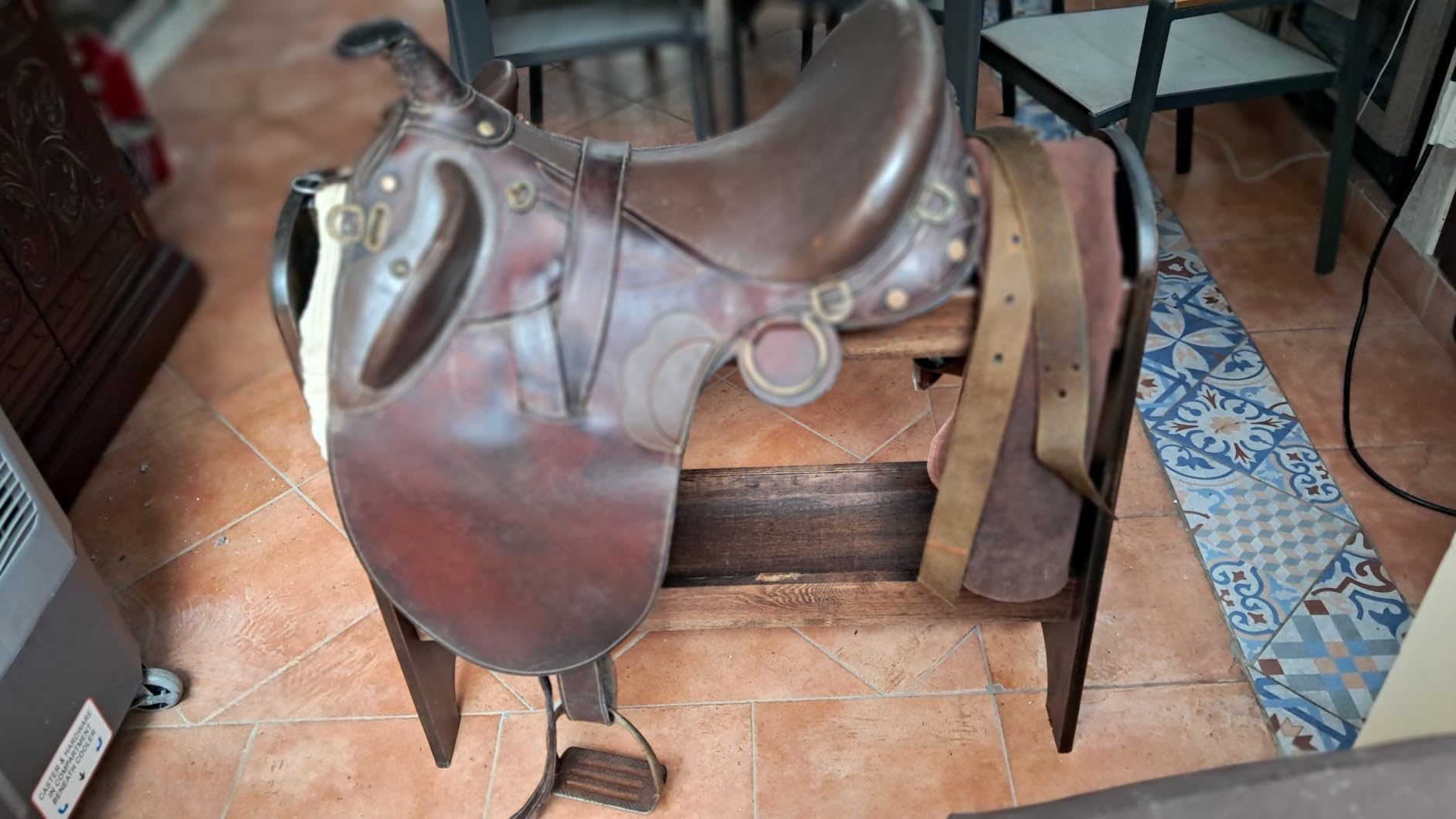 HOTCAN Pine Wood Saddle Rack | Ideal Saddle Stand for Horse Gear and Horse Tack Organizers | Suitable for Displaying Trophy Tack at Home | Compatible with English, Australian, Western Saddles (Walnut) customer photo 2
