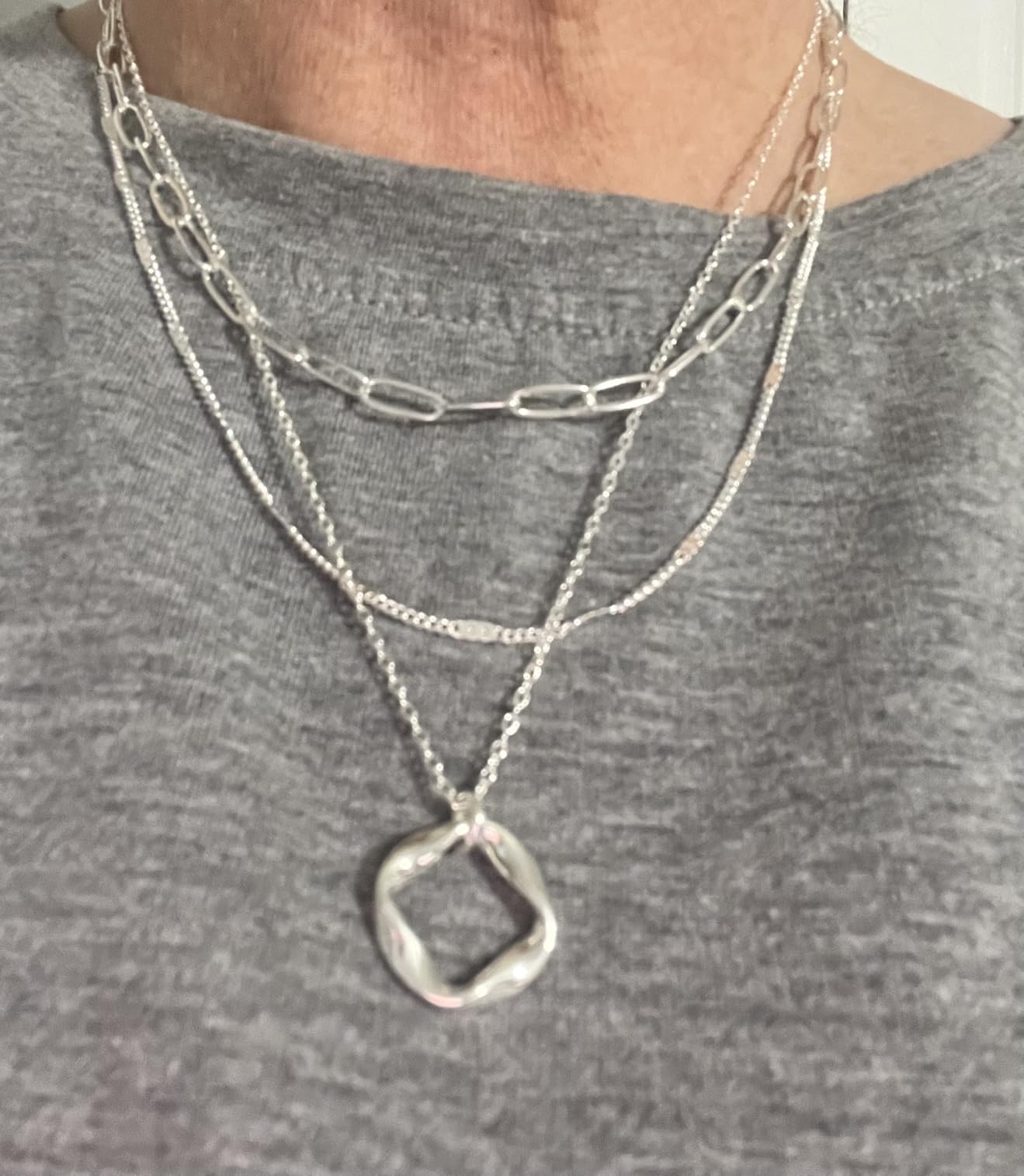 Poxtex Layered Gold Necklaces for Women, Stackable Dainty 14K Gold Silver Plated Trendy Simple Heart Diamond Cross Bow Circle Pendant Paperclip Choker Dot Chain Necklace,Jewelry Set Gifts for Women customer photo 2