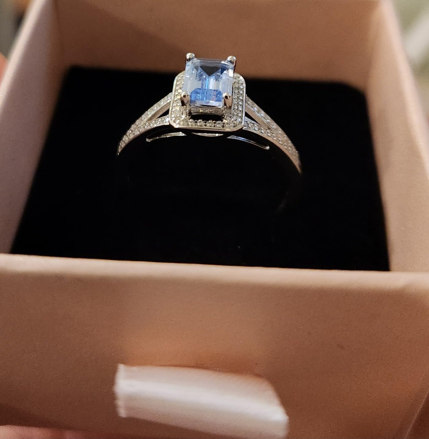 925 Sterling Silver Emerald Cut Engagement Birthstone Ring for Women customer photo 1
