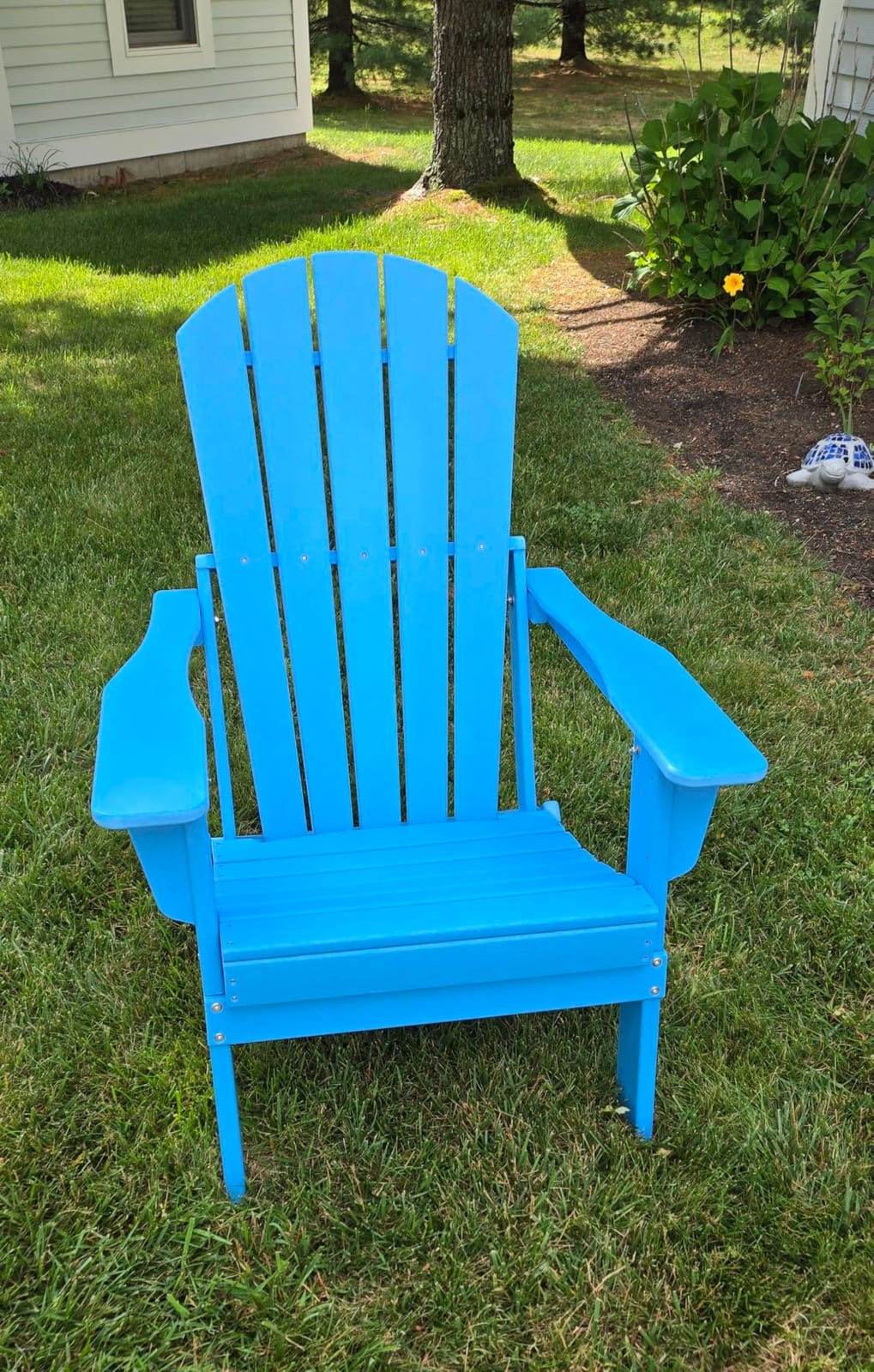 Plawdlik HDPE Folding Adirondack Chair Set of 2 with Cup Holder, Navy customer photo 2