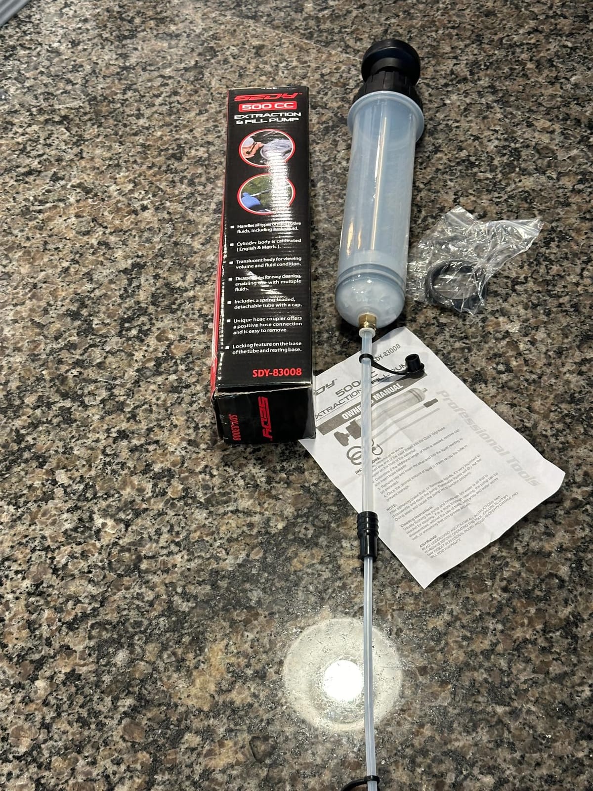 SEDY 500CC Fluid Extractor, Multi-Purpose Oil Syringe, Oil Suction Pump, Manual Extraction and Filling Pump, Automotive Oil Syringe(17.6 Oz./0.45 Qt./500 CC) customer photo 2