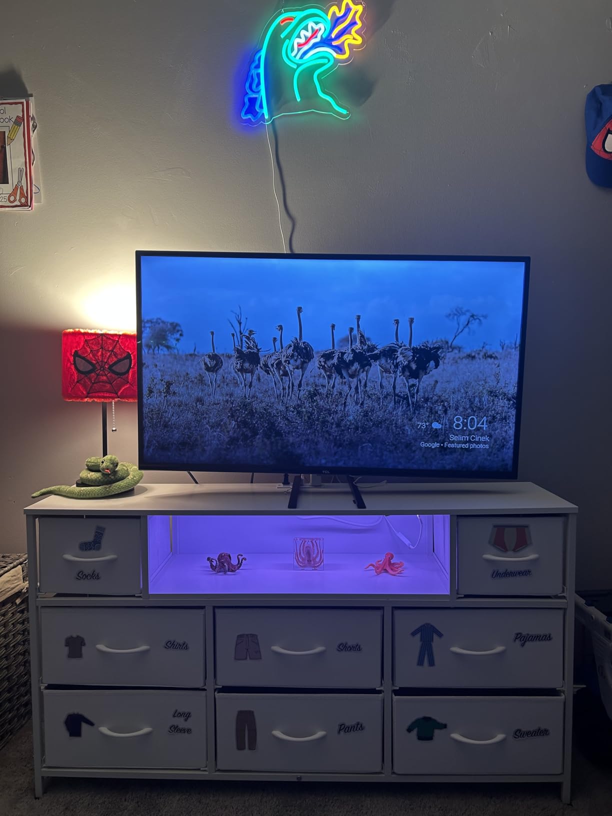 WLIVE LED Black Dresser TV Stand for 55 Inch TV, 8 Drawers customer photo 1