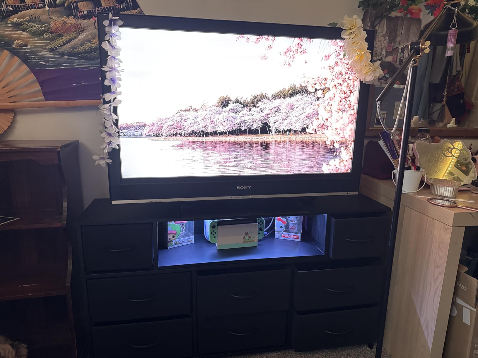 WLIVE LED Black Dresser TV Stand for 55 Inch TV, 8 Drawers customer photo 2
