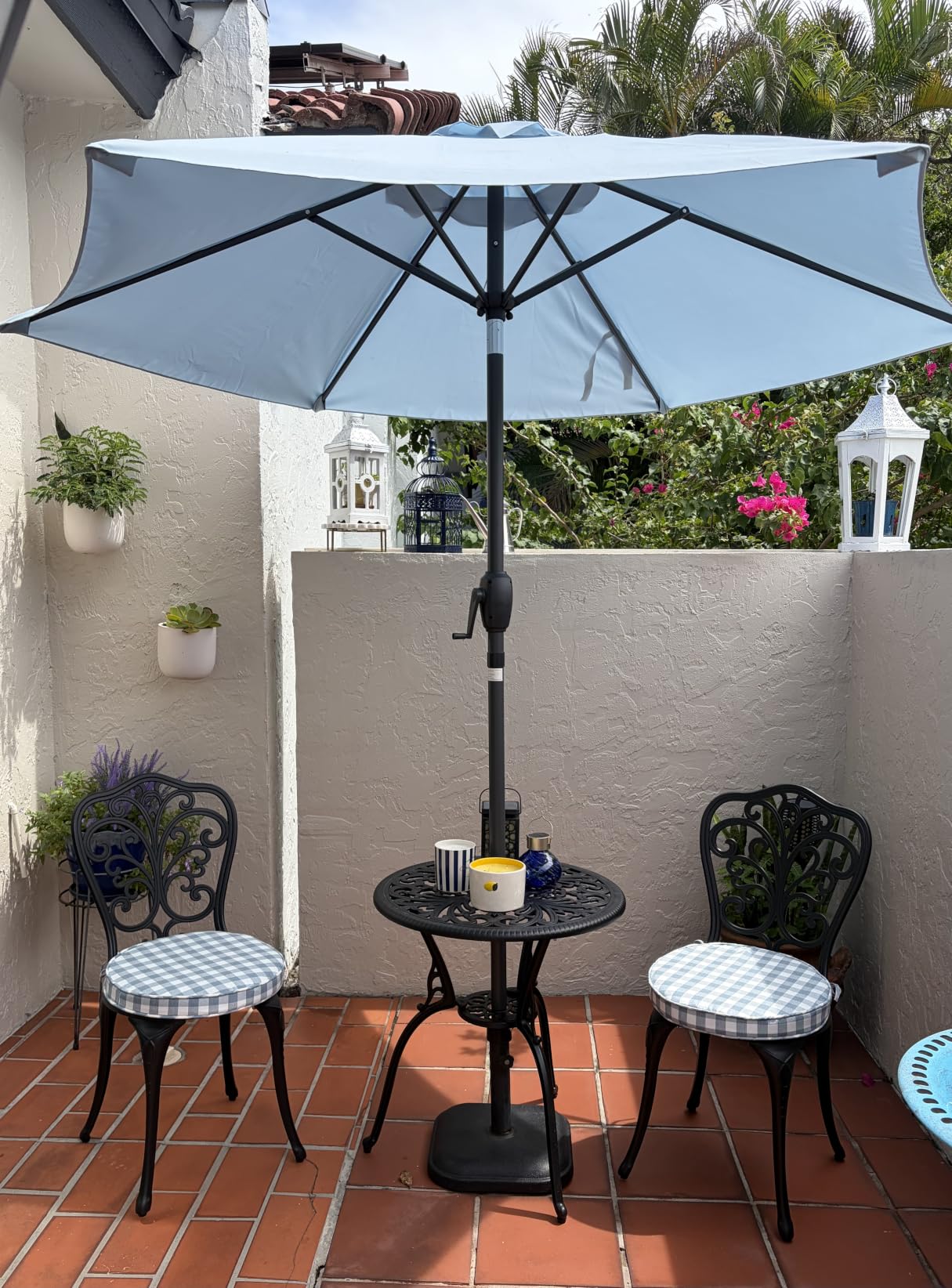 NUU GARDEN 3 Piece Bistro Set Outdoor, All Weather Cast Aluminum Patio Bistro Sets Patio Table and Chairs Set of 2 with Umbrella Hole for Yard and Balcony, Black, Butterfly Backrest customer photo 1