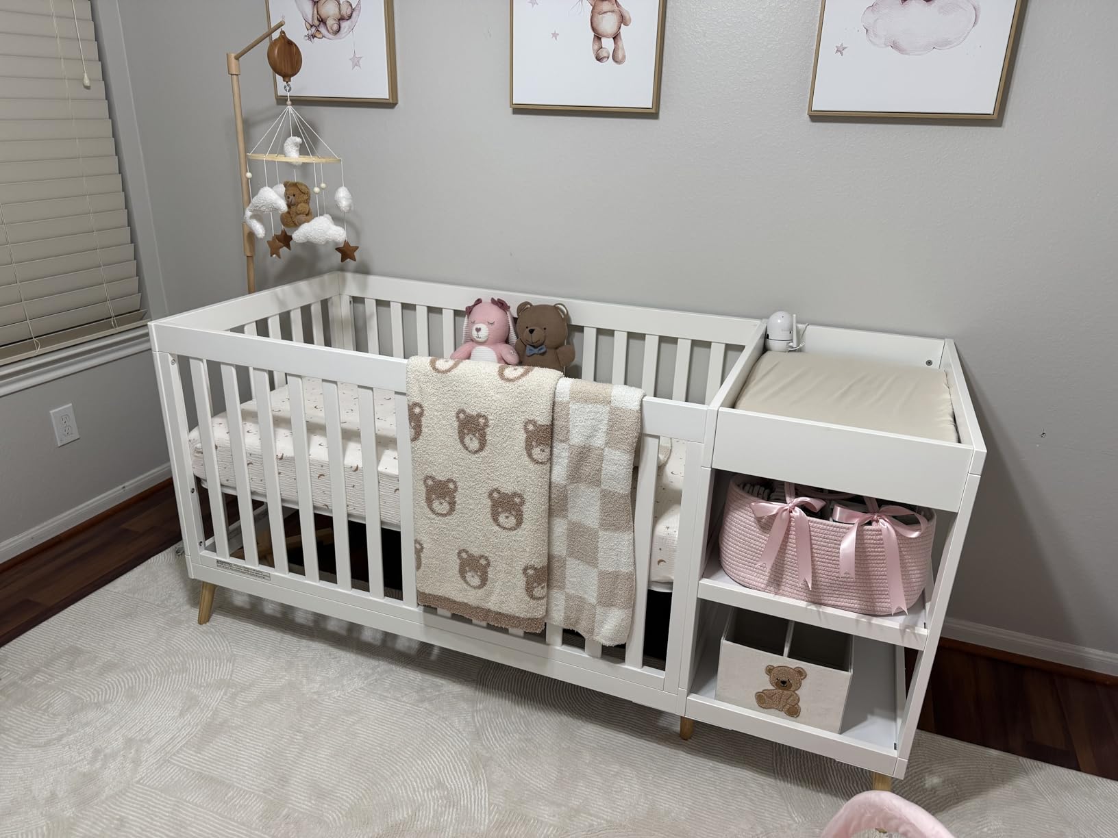 Delta Children Essex 4-in-1 Convertible Crib and Changer, Bianca White w/Natural customer photo 1