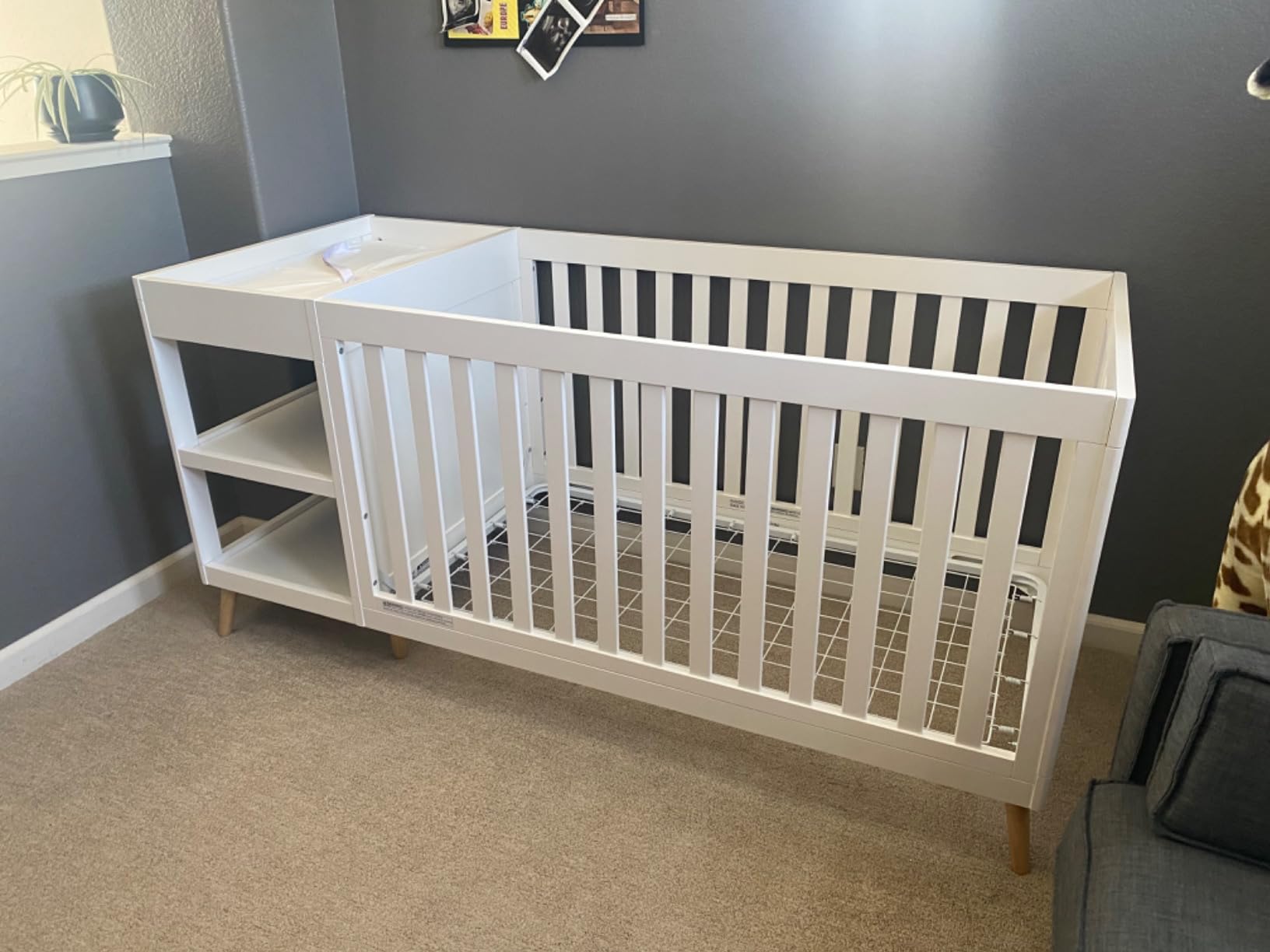 Delta Children Essex 4-in-1 Convertible Crib and Changer, Bianca White w/Natural customer photo 2