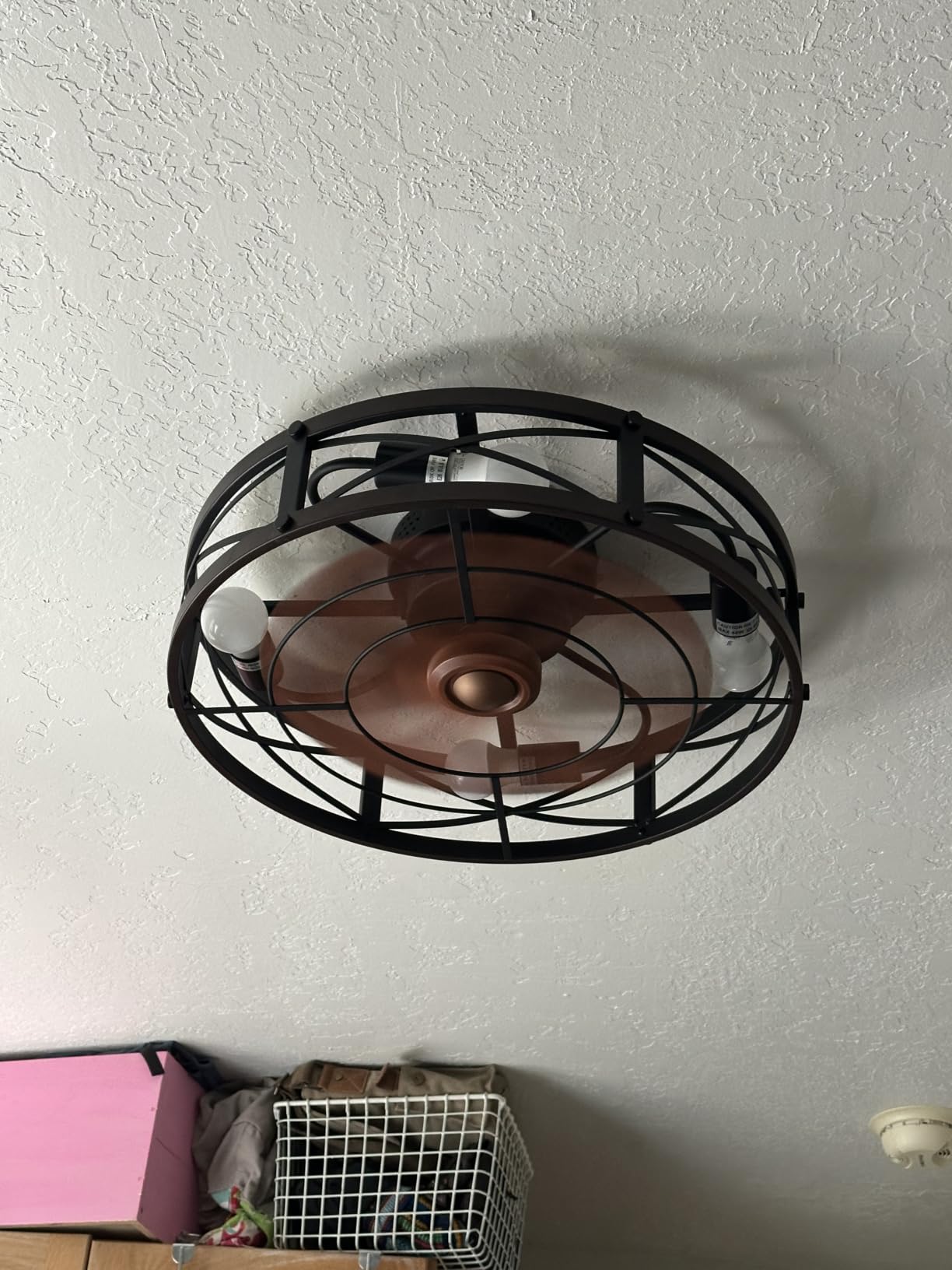 SHLUCE Caged Ceiling Fan with Light and Remote, Farmhouse Fandelier customer photo 1