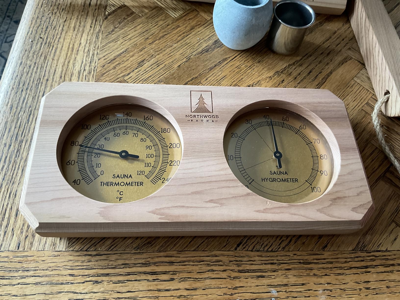 Northwood Sauna - Sauna Accessories Kit - Handmade from Canadian Red Cedar Wood - Core Set (Bucket & Ladle, Thermometer & Hygrometer, Sand Timer, Aromatherapy Cup) customer photo 2