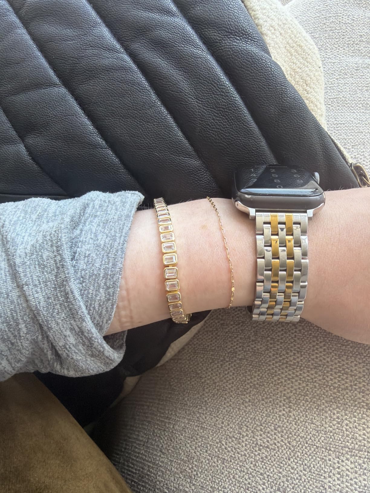 PAVOI 14K Gold Plated Tennis Bracelets for Women, Bezel Set CZ Bracelet customer photo 1