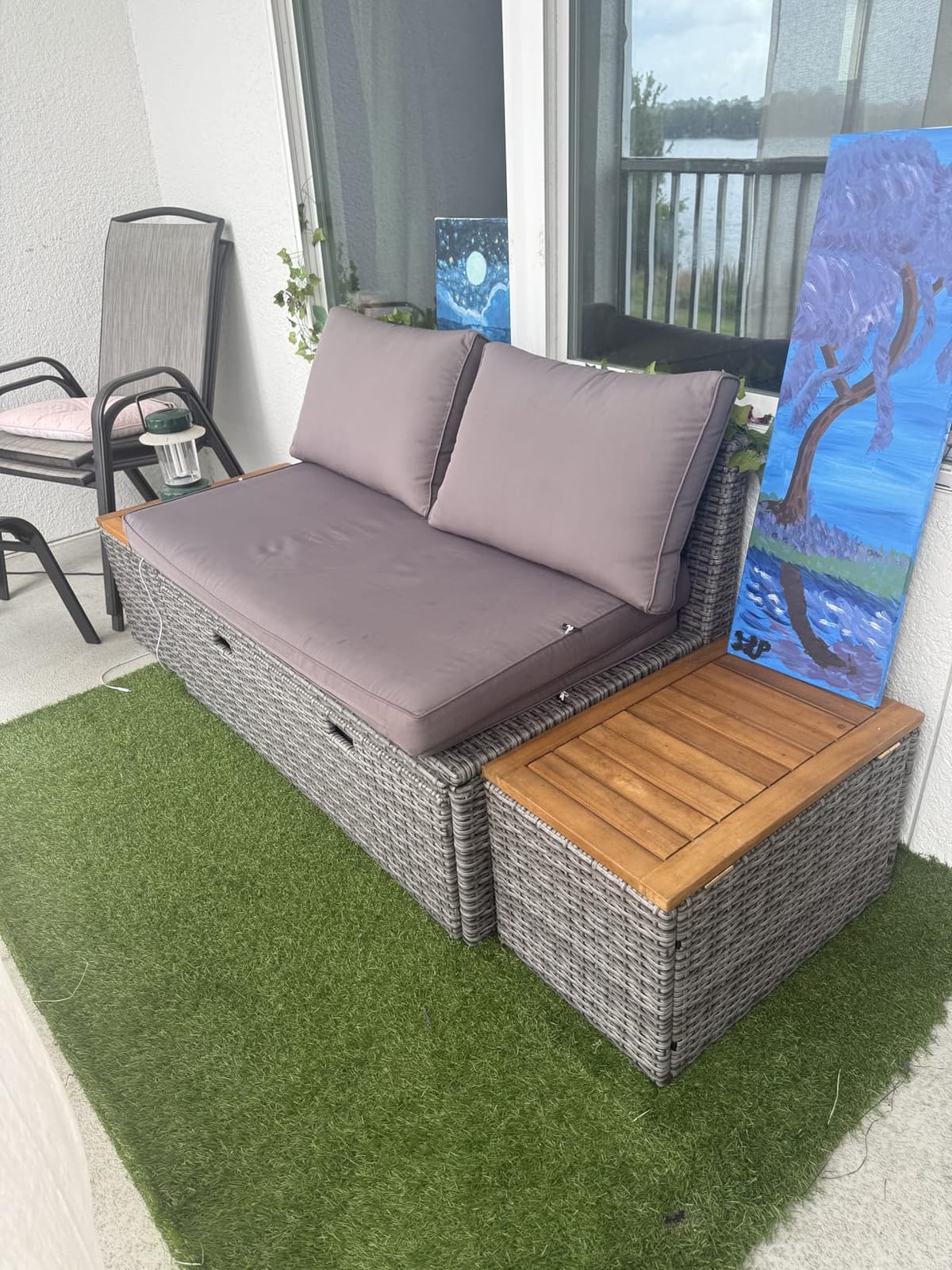Devoko Patio Day Bed Outdoor Daybed Set,Rattan Lounge Bed customer photo 1