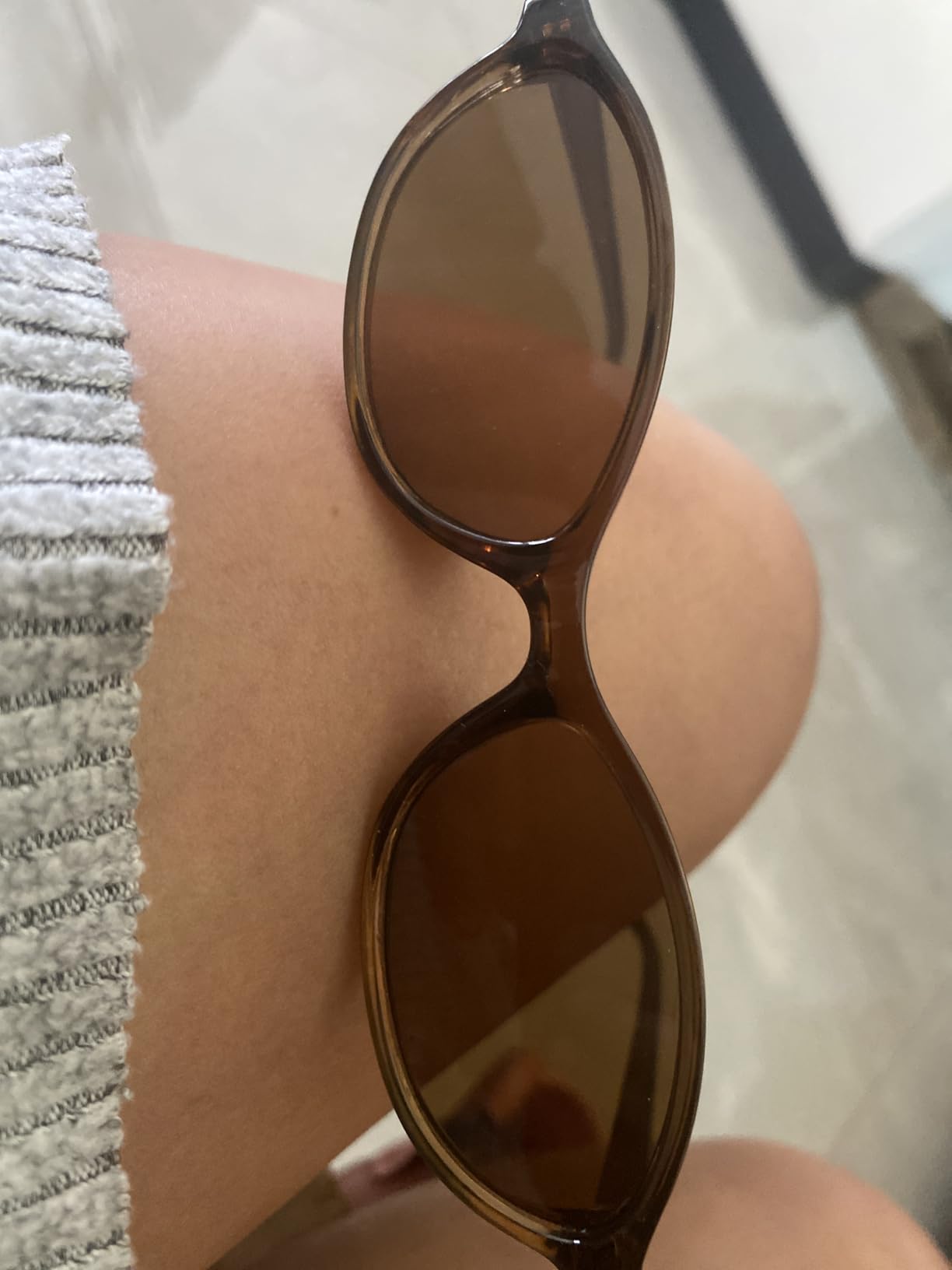 GUVIVI Retro Oval Sunglasses for Women 90s Cat Eye Shades UV protection customer photo 1