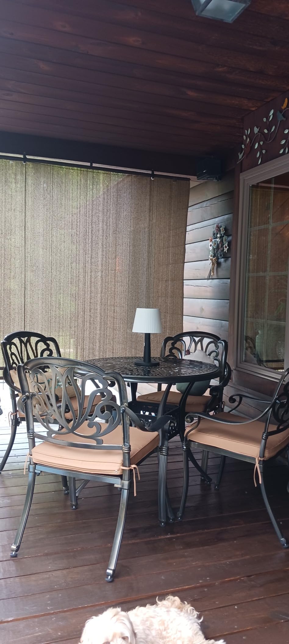 VIVIJASON 5-Piece Bar Height Patio Dining Set, All Weather Cast Aluminum Outdoor Table and Chairs Set with 4 Swivel Bar Stools, Cushions & 35.4