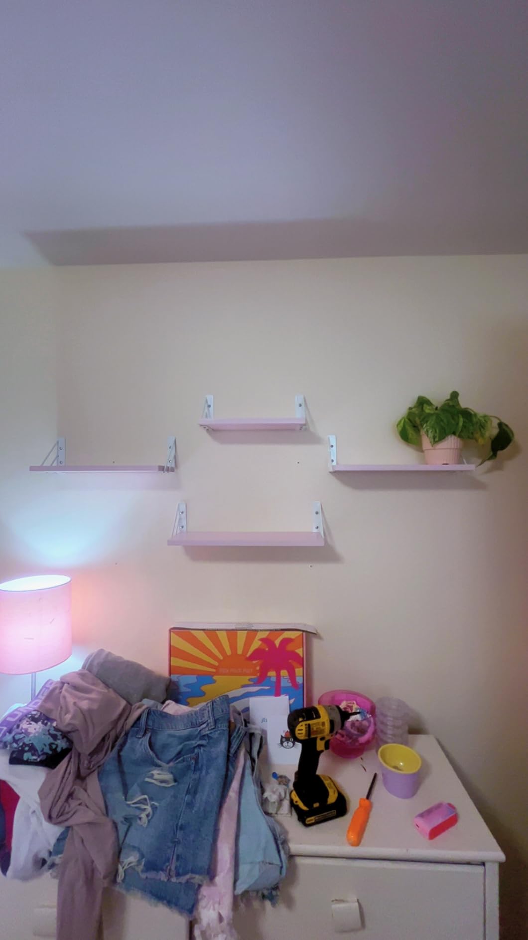 BAYKA Wall Mounted Floating Shelves (Rustic Brown, Set of 4, 16