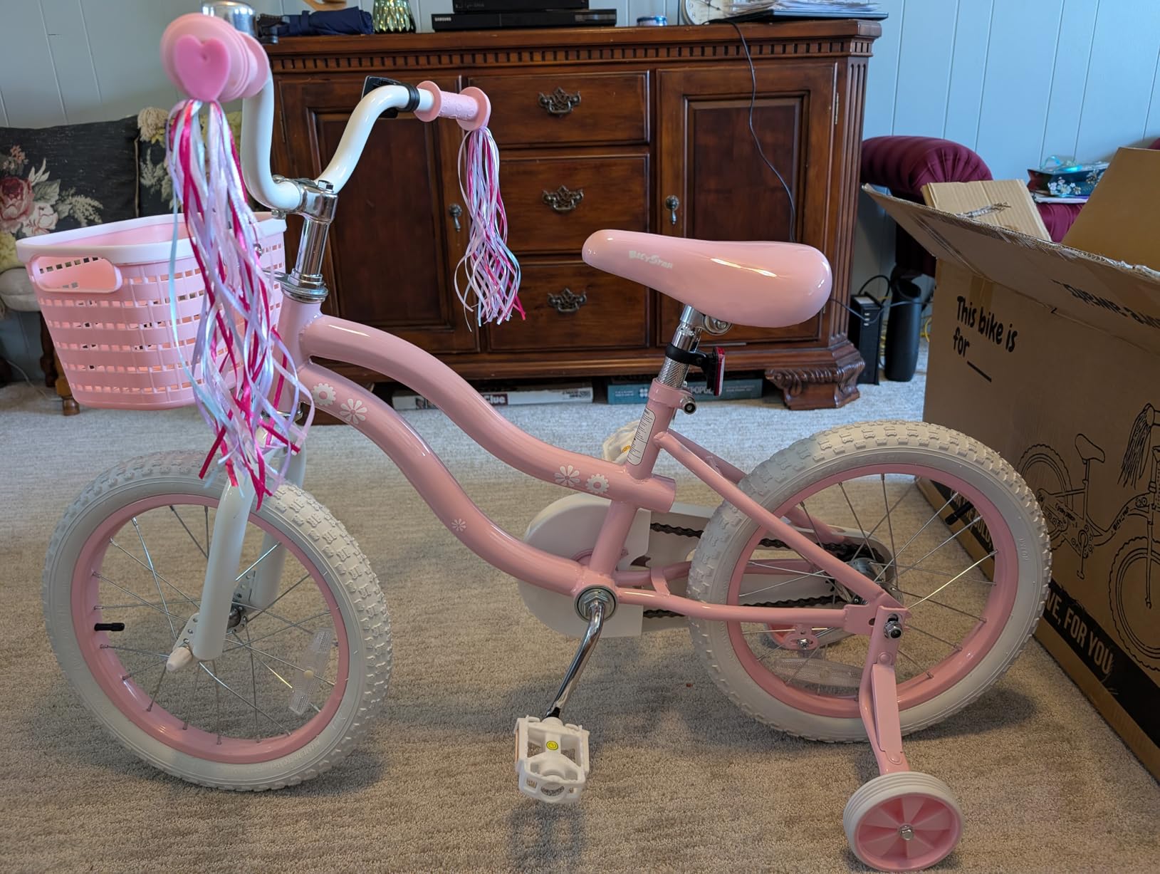 bicystar Girls Bike Ages 3-8, 12-18 Inch with Training Wheels, Pink/Blue customer photo 2