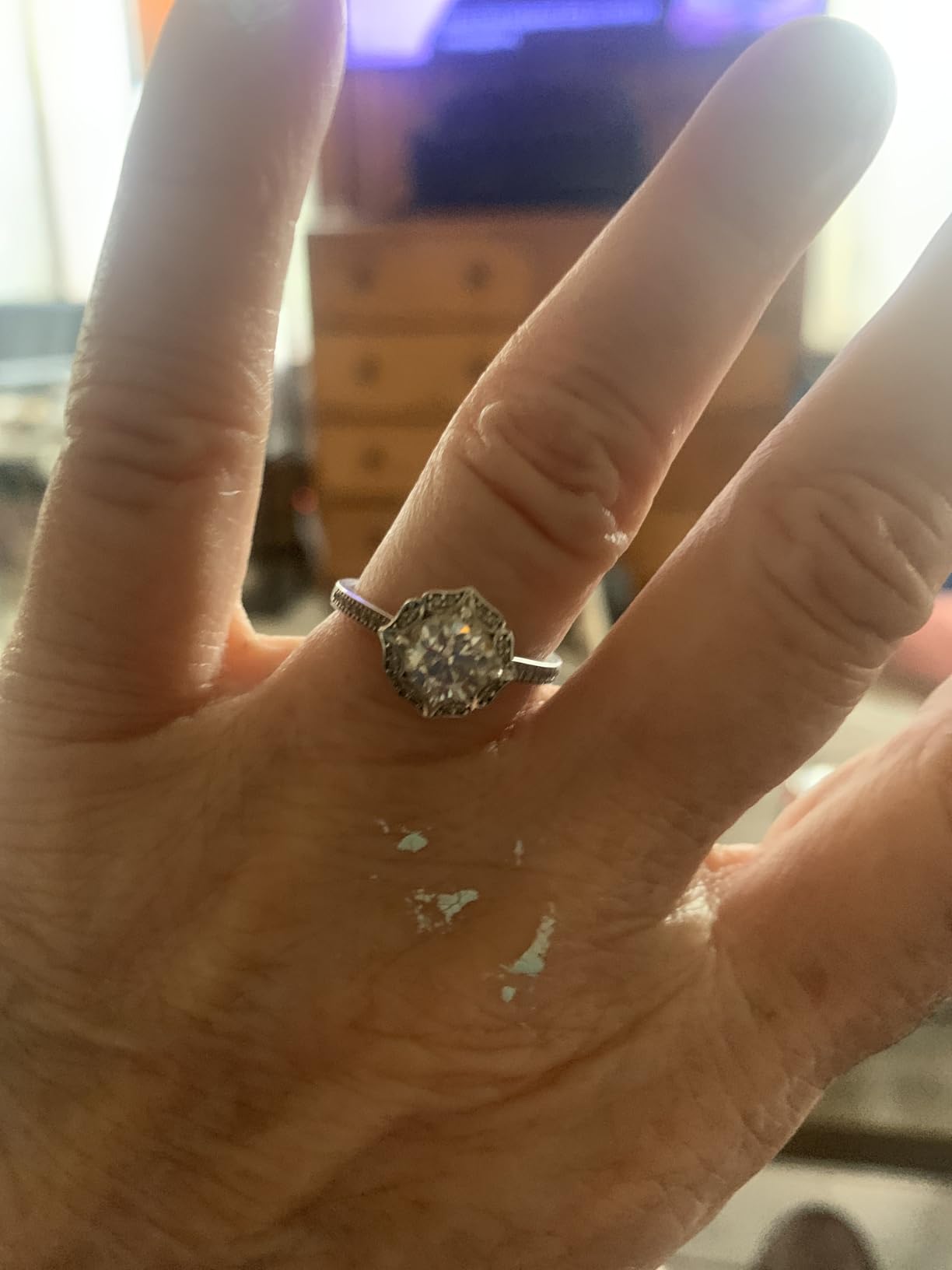 WES 1CT Moissanite Bridal Ring Set - 925 Sterling Silver Stackable D Color VVS1 Olive Leaf Design Moissanite Engagement Promise Wedding Rings for Women, Size 4-11 customer photo 2