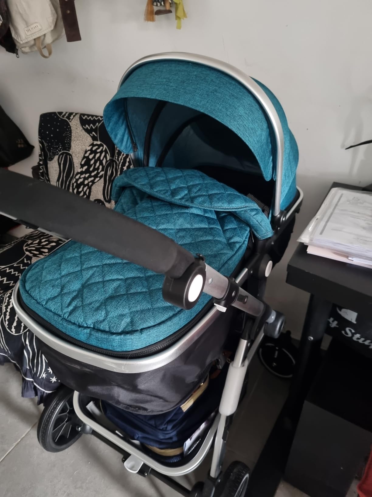 Baby Stroller, 2-in-1 Reversible Toddler Seat with Lie-Flat Mode, Foldable Infant Stroller with Canopy, One Button Brake, Adjustable Handle, Newborn Pushchair (Black B) customer photo 2