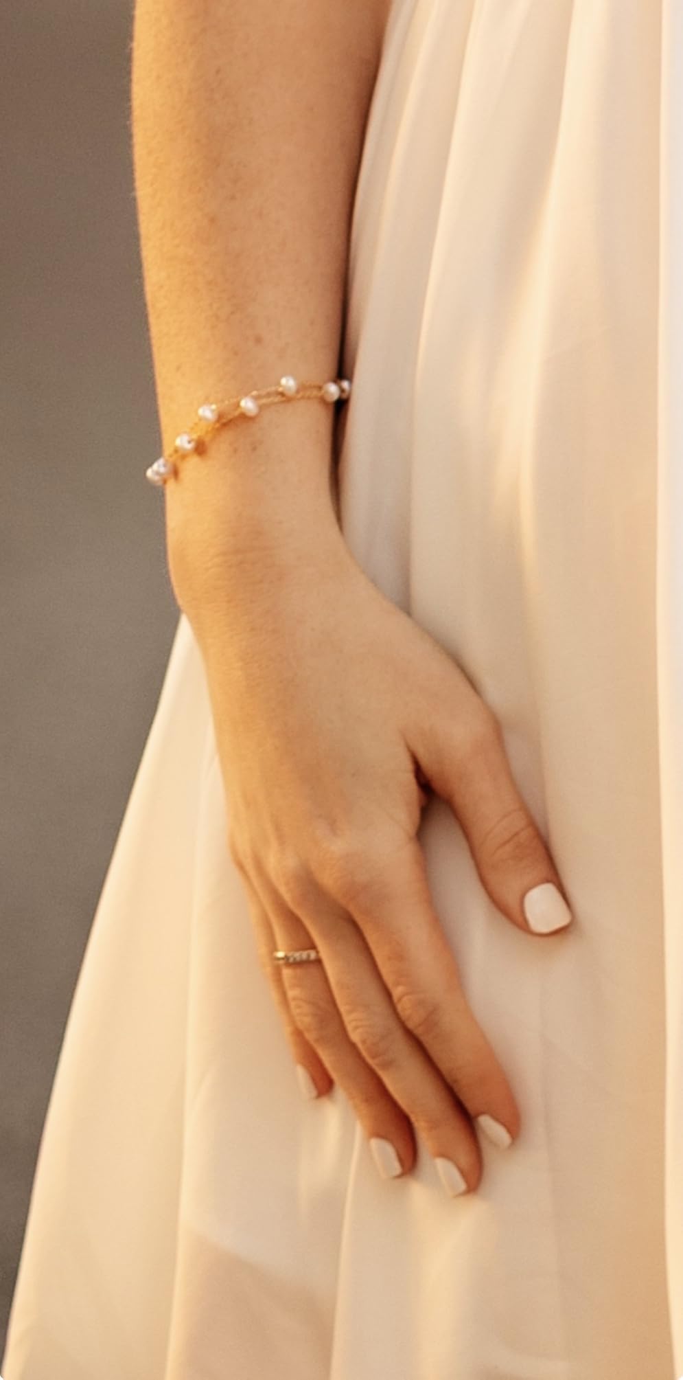 Gold Pearl Bracelets for Women - Dainty 14K Gold Plated Pearls Bracelet Trendy Beaded Chain Jewelry Gifts for Women customer photo 2