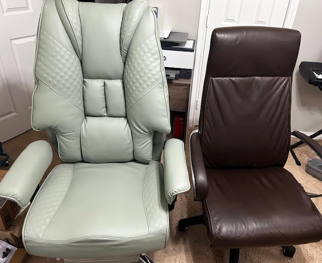 EXCEBET Big and Tall Office Chair with Footrest, PU Leather High Back Executive Office Chair 400lbs, Ergonomic Computer Chairs Lumbar Support for Heavy People (Brown) customer photo 1