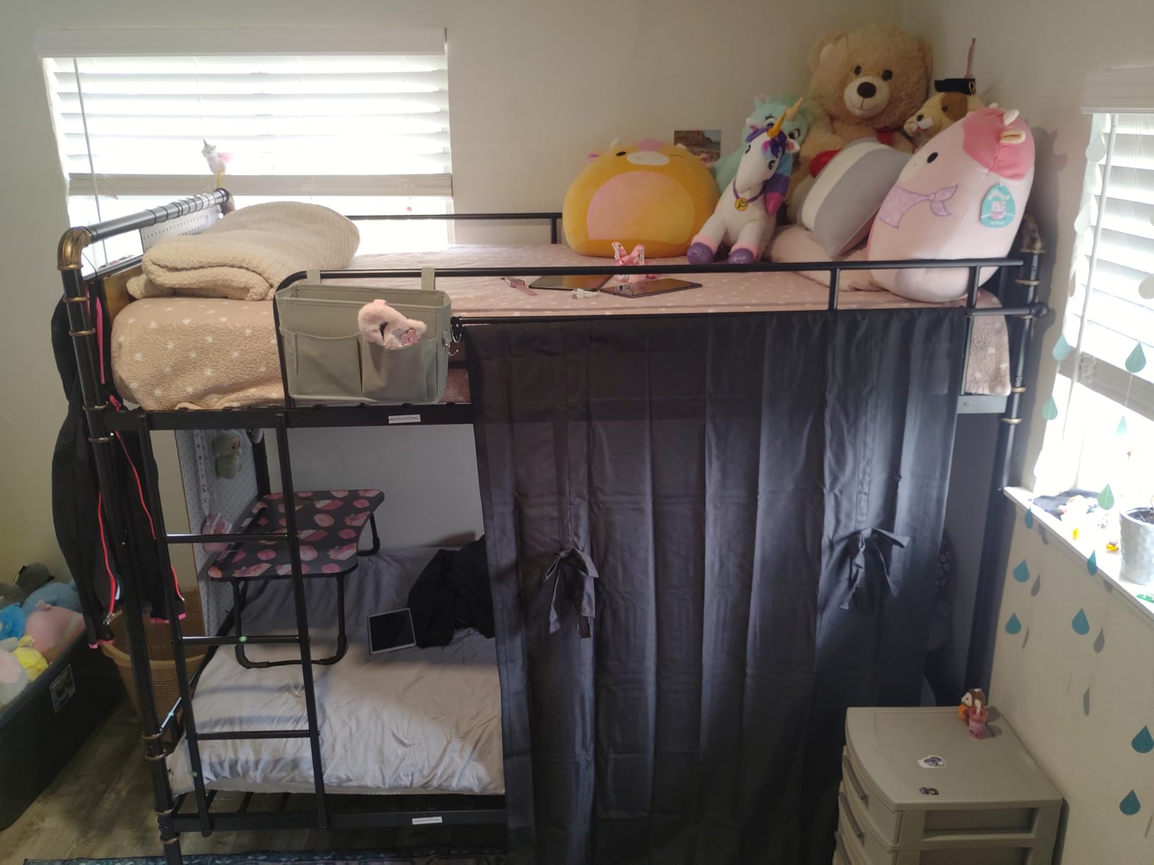 Jocoevol Metal Bunk Bed Twin Over Twin, Industrial Bunkbeds Heavy Duty Bed with Safety Guard Rails and Space-Saving Design, Steel Bed for School, Bedroom (Vintage Brown) customer photo 1