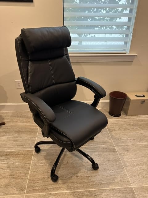 Misolant Big and Tall Office Chair with Footrest, High Back Desk Chair with Linkage Armrest, 90-155° Recline Executive Computer Chairs with Adjustable Height for Home customer photo 1