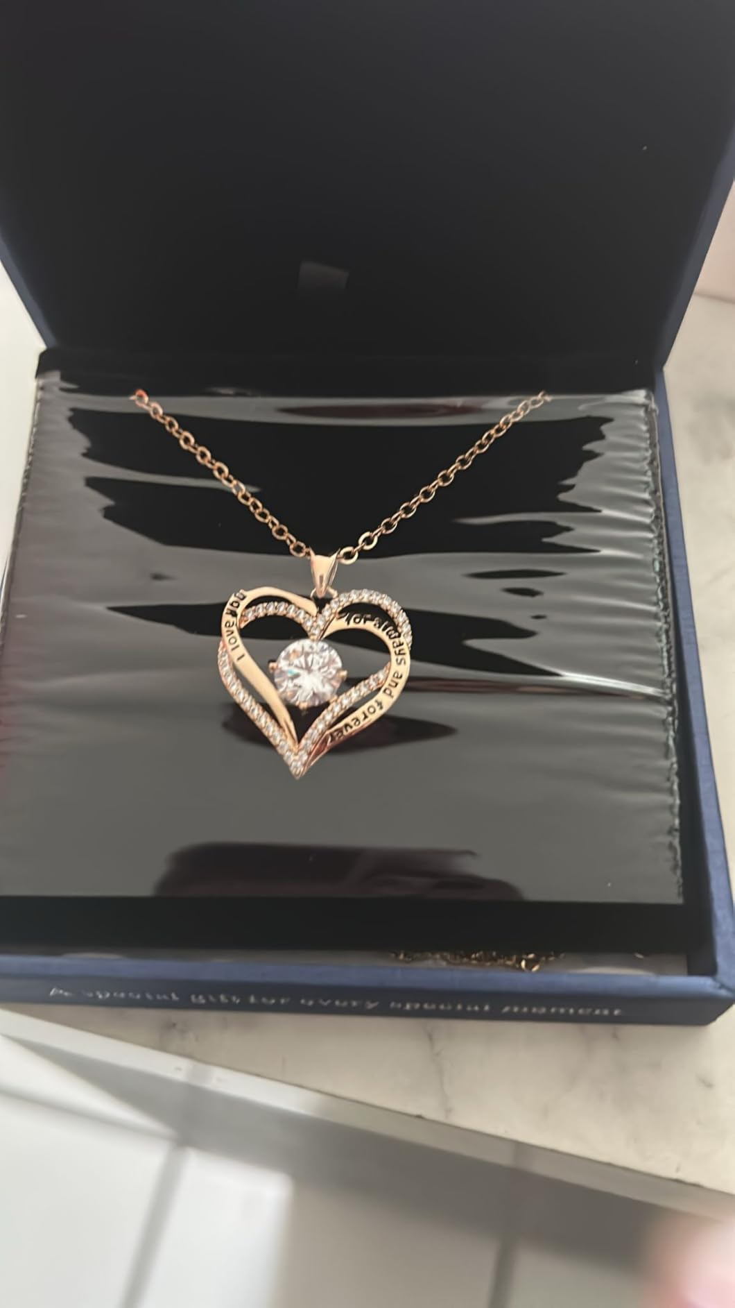 CDE 18K Rose Gold Heart Pendant Necklaces Gift, Birthstone Jewelry Gift customer photo 1