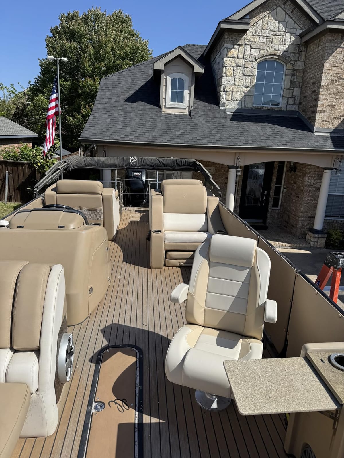 NORTHCAPTAIN Premium Pontoon Captain's Chair High Back Reclining Pontoon Bucket Boat Seat with Armrests and Adjustable Headrest, Light Grey/Charcoal customer photo 2