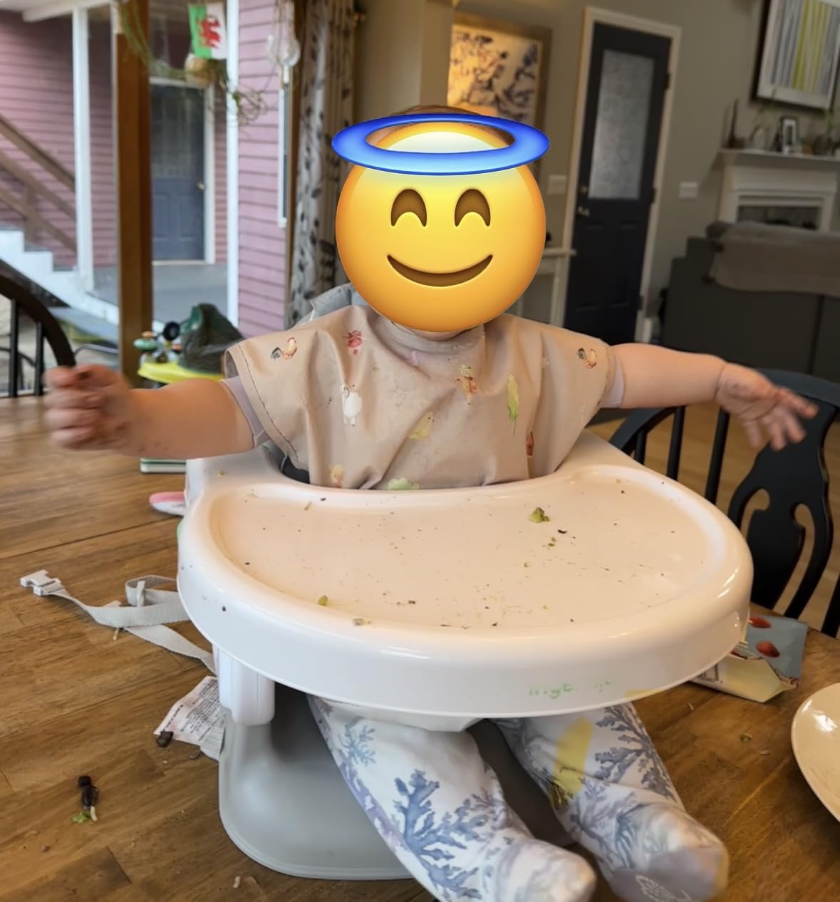 Ingenuity Deluxe Comfort Booster Seat for Kitchen Chair, Compact Fold, Portable, Lightweight, Toddler Booster Seat for Dining Table, from 6 Months to 3 Years – Grey customer photo 2