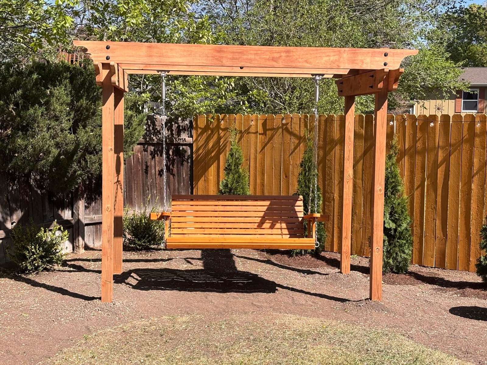Fortune Candy Wooden Porch Swing 2-Seater, Cedar Tone, 4 FT Extra Large customer photo 1