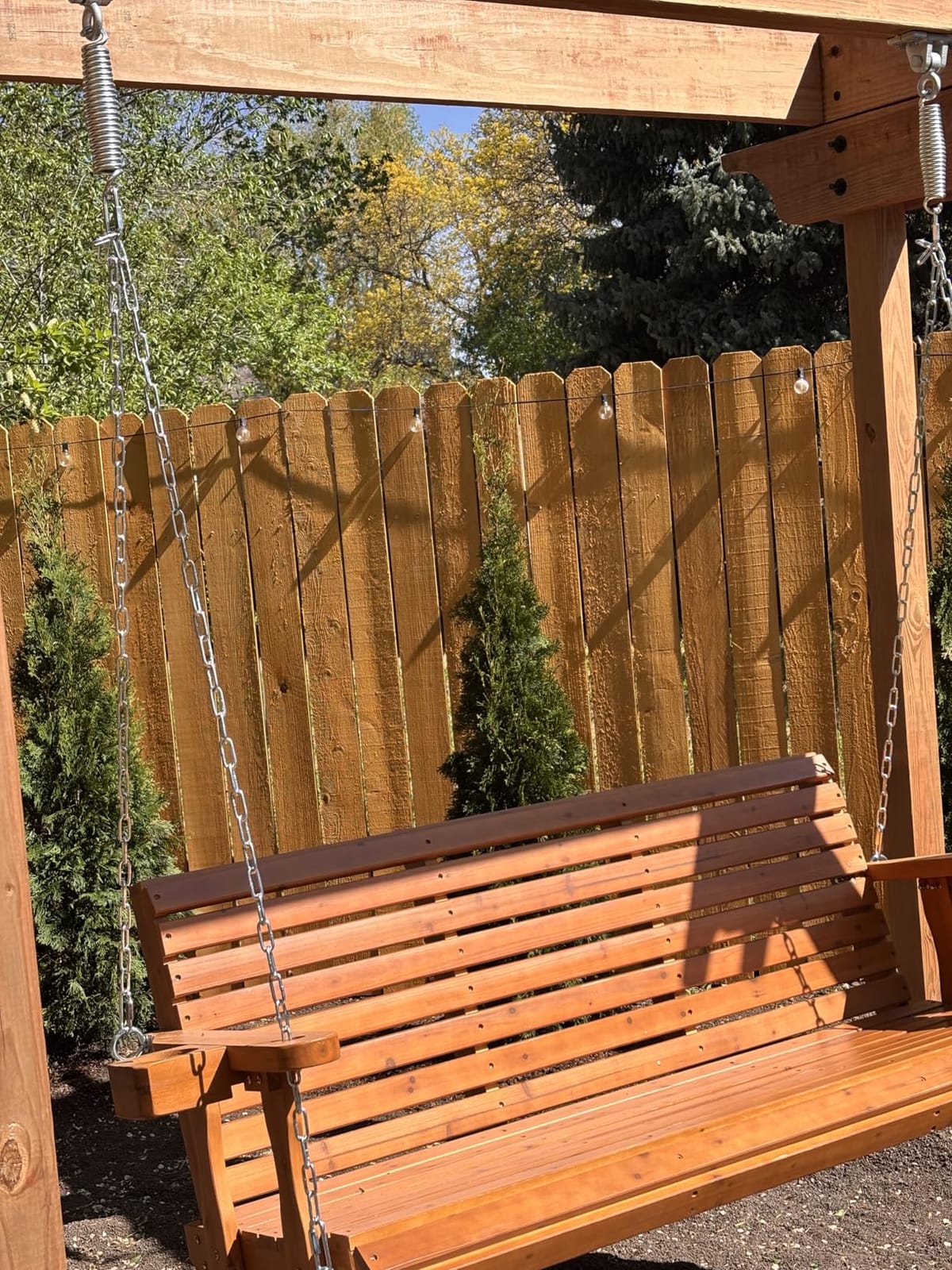 Fortune Candy Wooden Porch Swing 2-Seater, Cedar Tone, 4 FT Extra Large customer photo 2