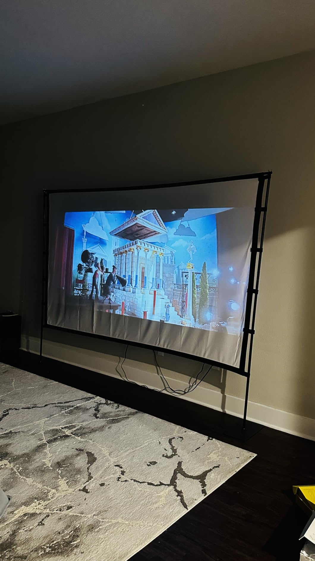 Outdoor Projector Screen with Stand featuring a Stake-Down Base-120 Inch 16:9 4K HD Portable Projector Screen Indoor Outdoor Movie Screen Lightweight Projection Screen with Carry Bag for Home,Backyard customer photo 1