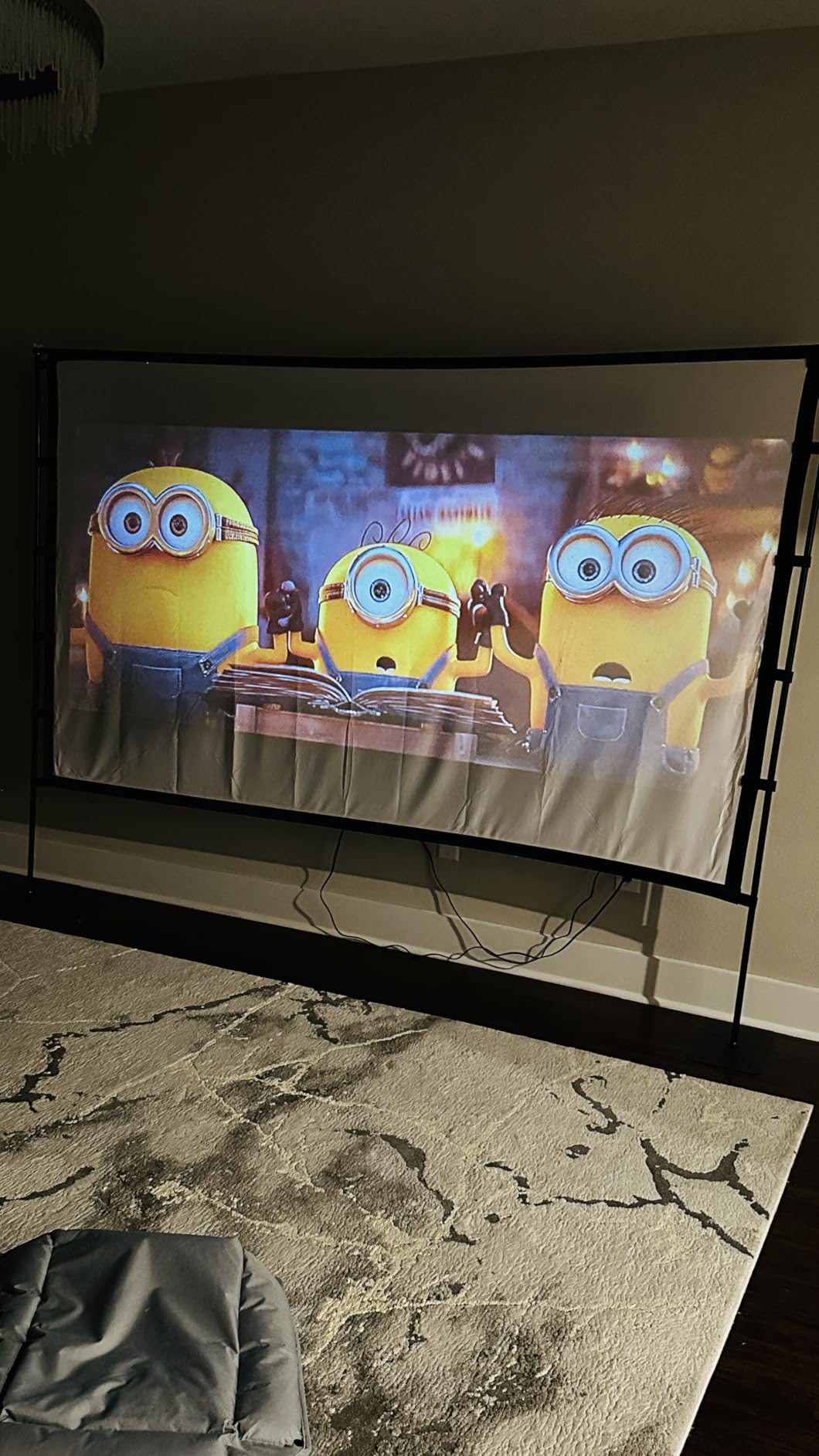 Outdoor Projector Screen with Stand featuring a Stake-Down Base-120 Inch 16:9 4K HD Portable Projector Screen Indoor Outdoor Movie Screen Lightweight Projection Screen with Carry Bag for Home,Backyard customer photo 2