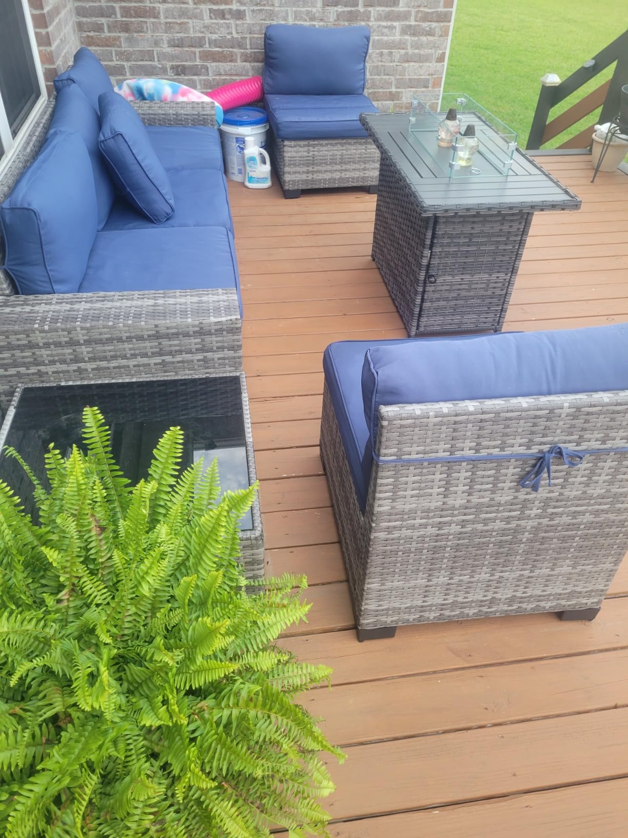Patio Furniture Set with 44'' Fire Pit Table, 7 Pcs Outdoor Sectional Sofa customer photo 1