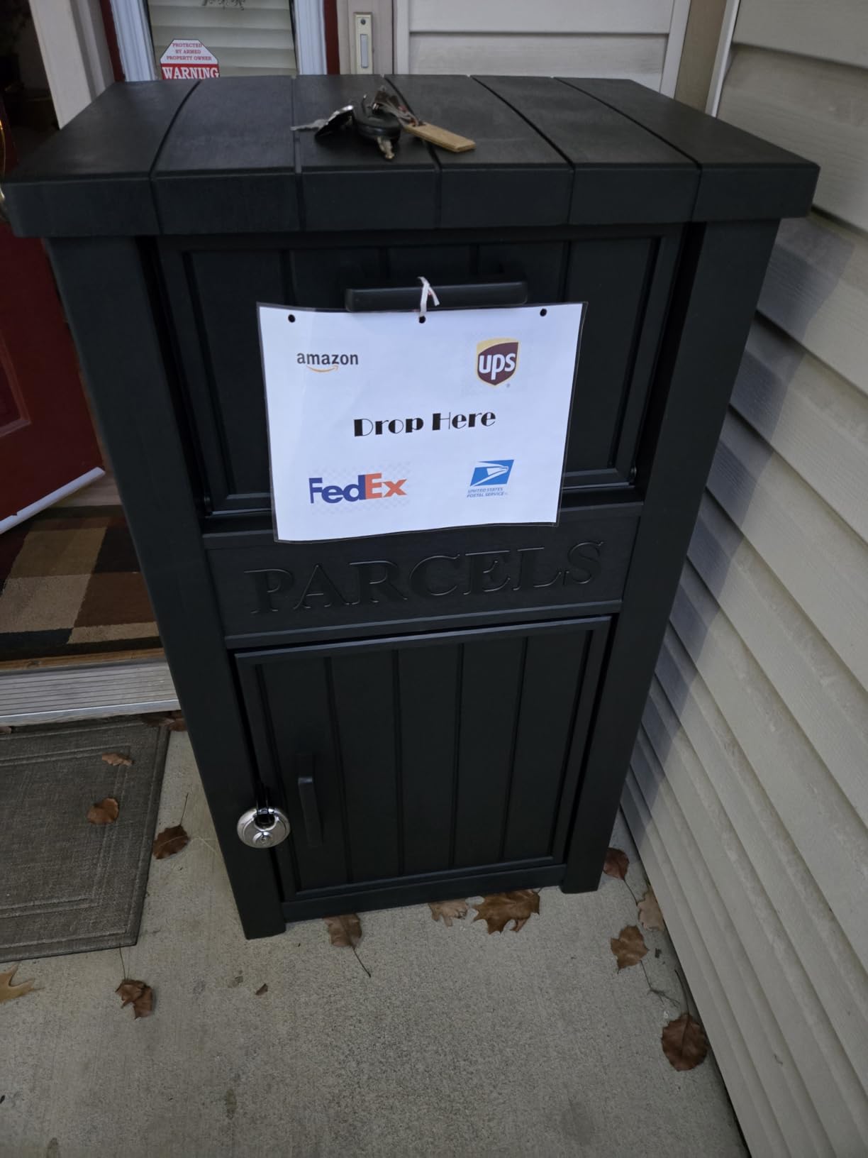 Package Delivery Box for Outside, Large Parcel Drop Box with Lockable Secure, Waterproof and Anti-Theft Storage for Porch, Curbside, House (Grey) customer photo 2