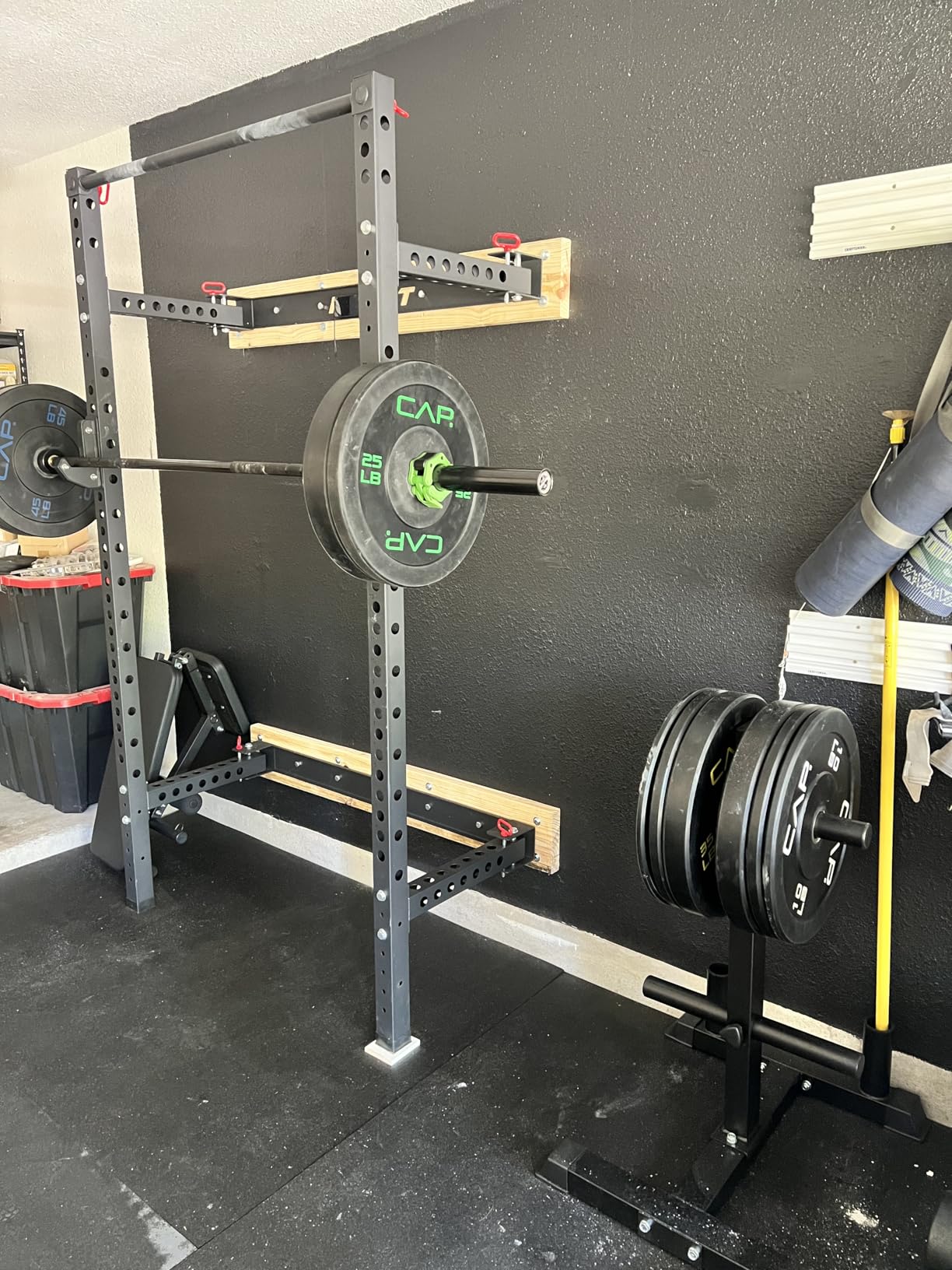 CAP Olympic Bumper Plate Tree Rack with Barbell Holders, Heavy-Duty Weight Plate Storage Rack for Home Gym, Steel Olympic Plate Organizer Stand, Multiple Color & Size Options customer photo 1