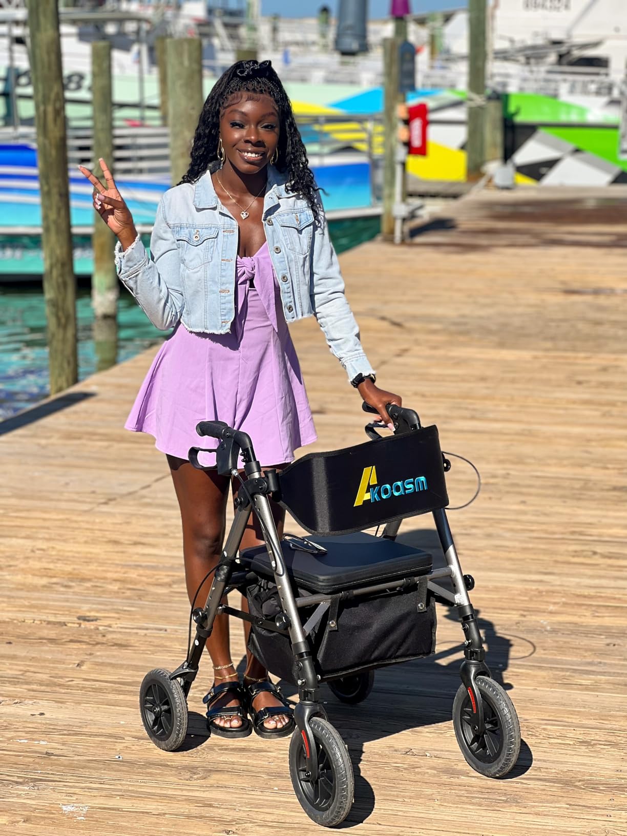 Akoasm Foldable Walkers for Seniors with Seat, Rollator Wheelchair Combo customer photo 1